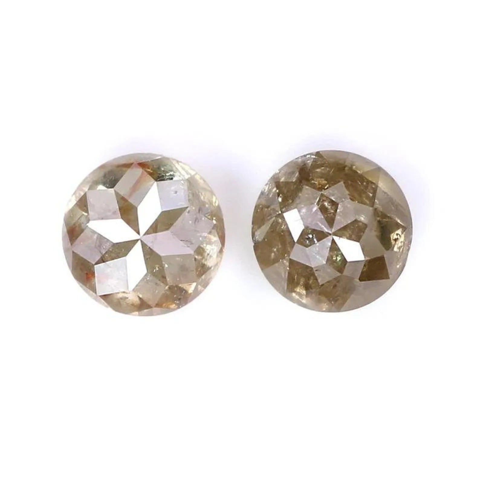 1.42 CT Natural Loose Round Cut Pair Diamond Light Brown Round Shape Diamond 5.00 MM Natural Loose Brown Color Round Rose Cut Diamond NQ1960