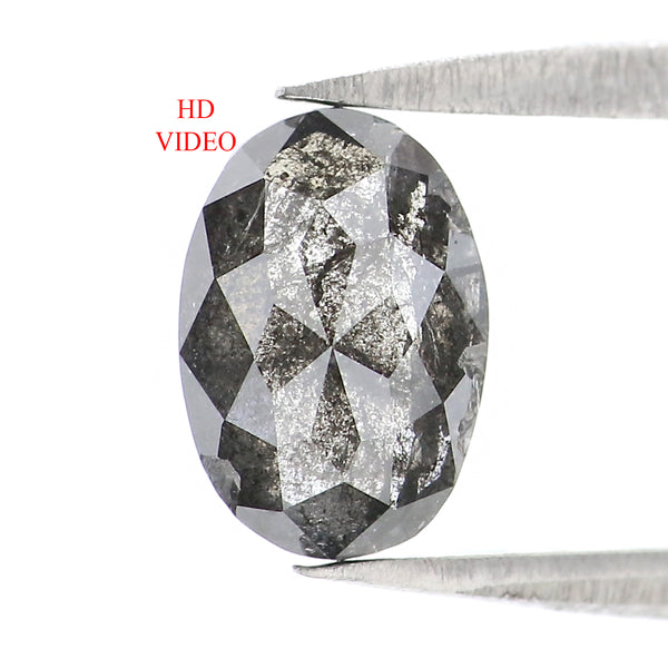 Natural Loose Oval Diamond, Salt And Pepper Oval Diamond, Natural Loose Diamond, Oval Rose Cut Diamond, 1.17 CT Oval Shape Diamond L2996