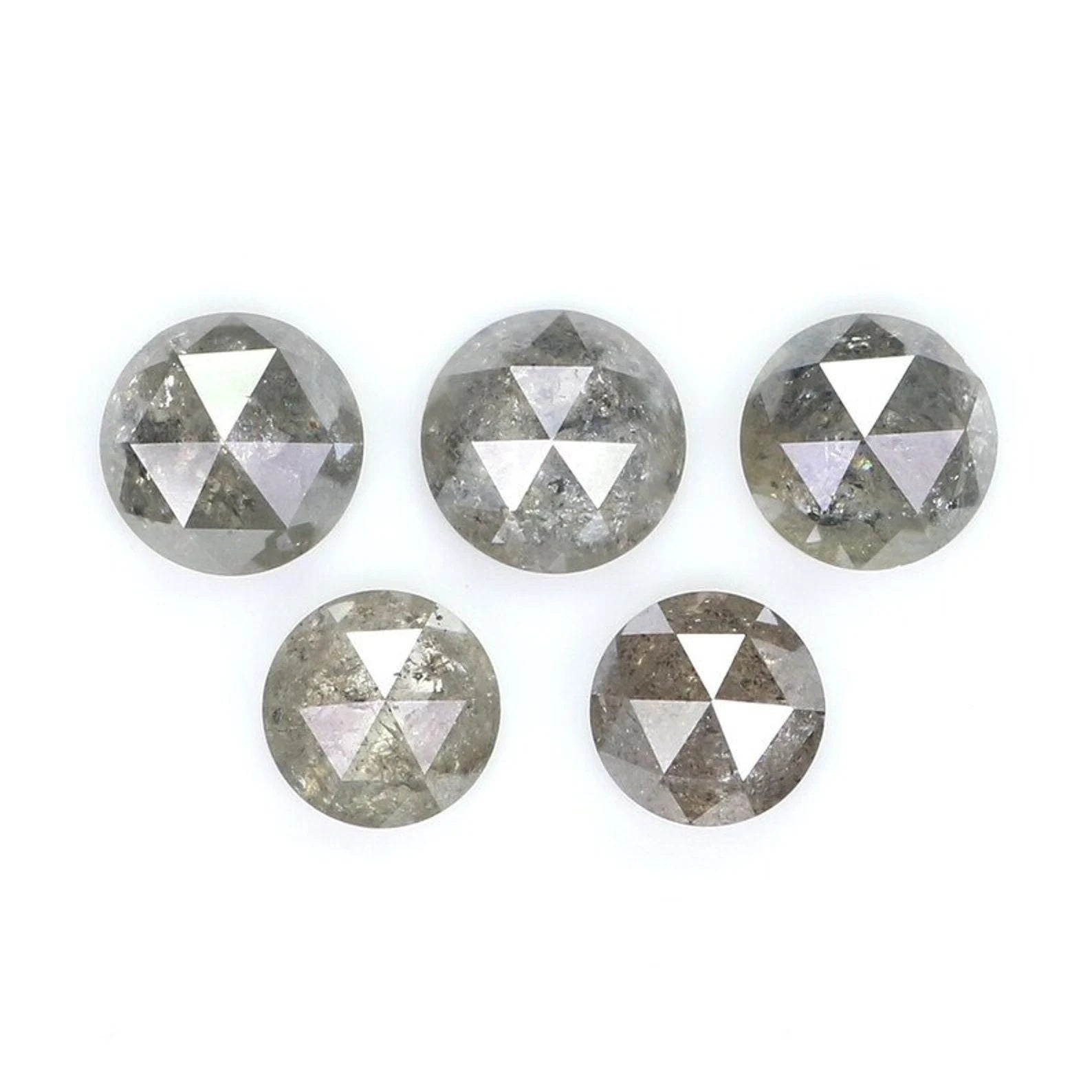 2.42 CT Natural Loose Round Rose Cut Diamond Salt And Pepper Round Shape Diamond 4.60 MM Natural Black Grey Color Rose Cut Diamond NQ2056