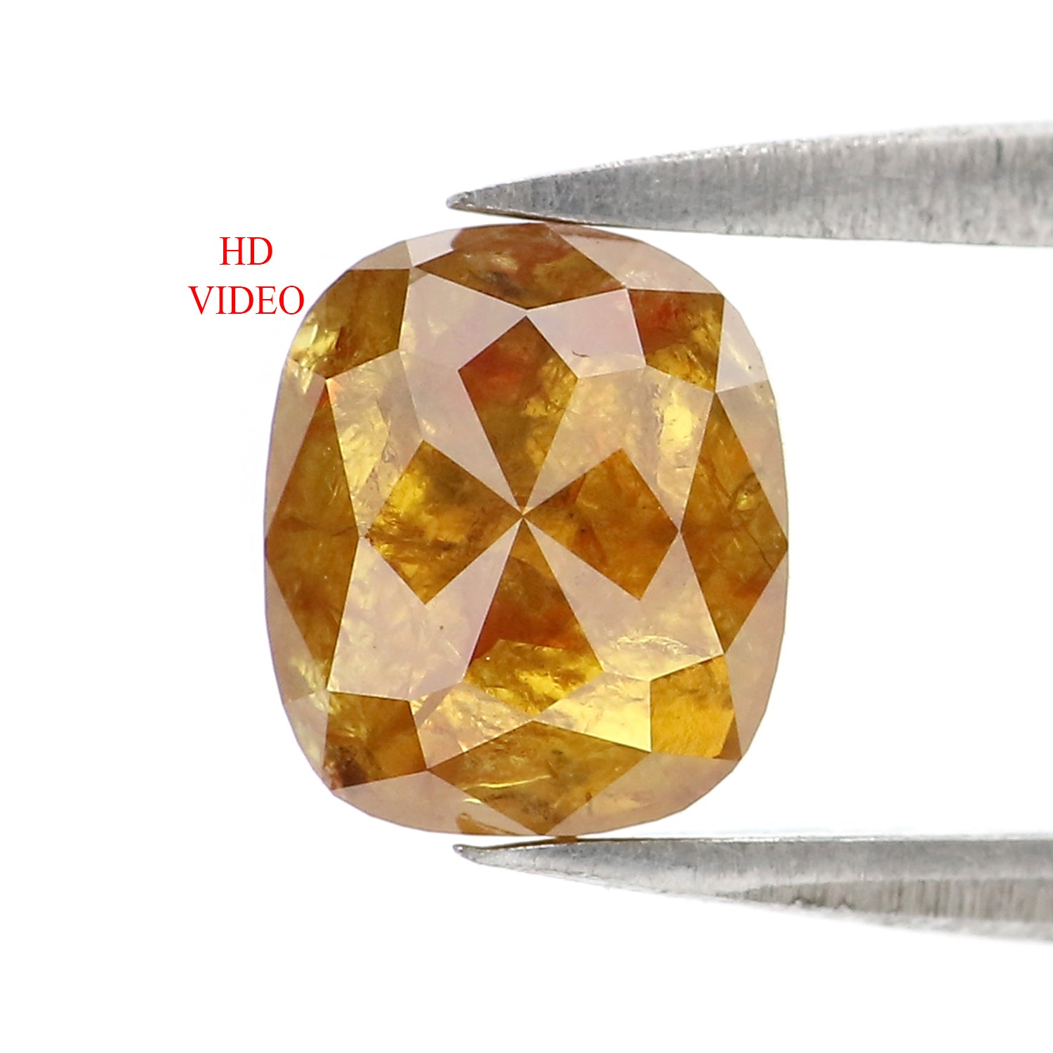 1.39 CT Natural Loose Cushion Shape Diamond Yellow Color Cushion Cut Diamond 6.95 MM Natural Brown Diamond Cushion Rose Cut Diamond QL2885