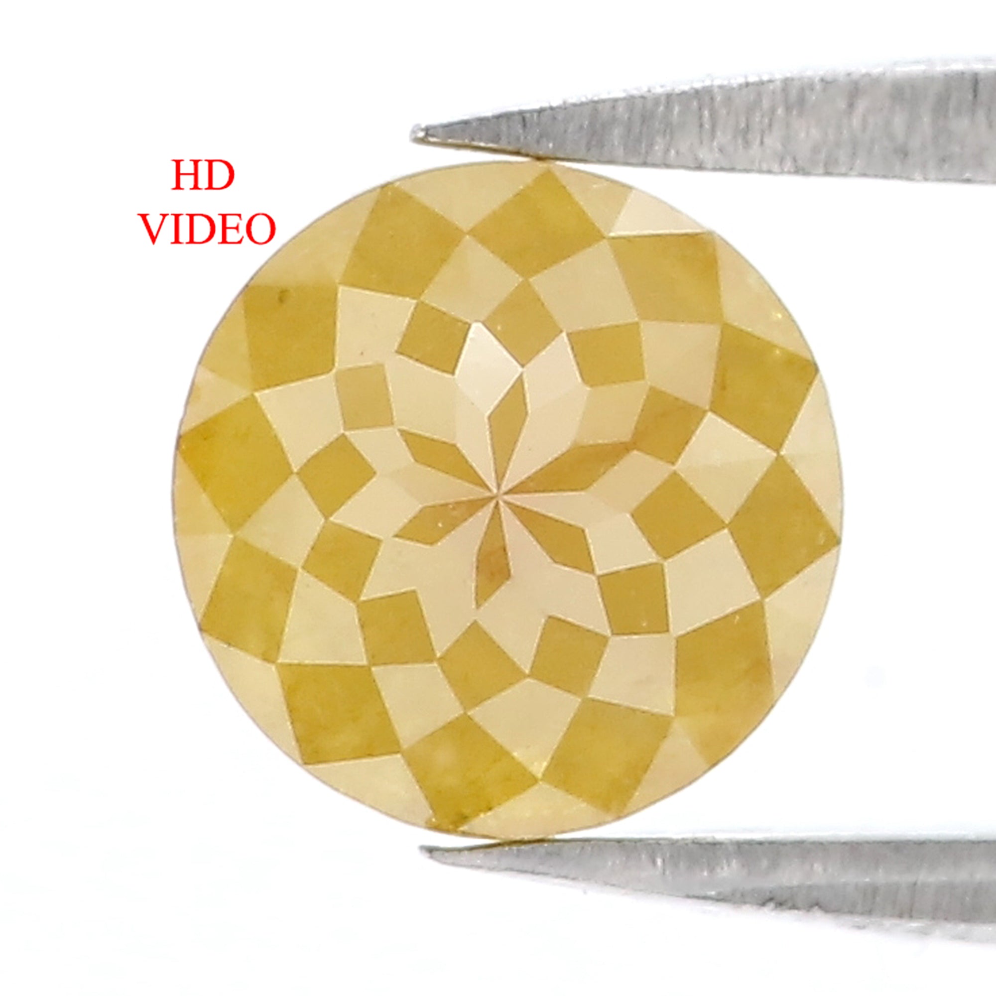 1.86 CT Natural Loose Round Rose Cut Diamond Yellow Color Round Shape Diamond 7.40 MM Natural Yellow Color Round Rose Cut Diamond KQ1994