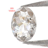 Natural Loose Oval Salt And Pepper Diamond Black Grey Color 0.34 CT 5.30 MM Oval Shape Rose Cut Diamond KR2281