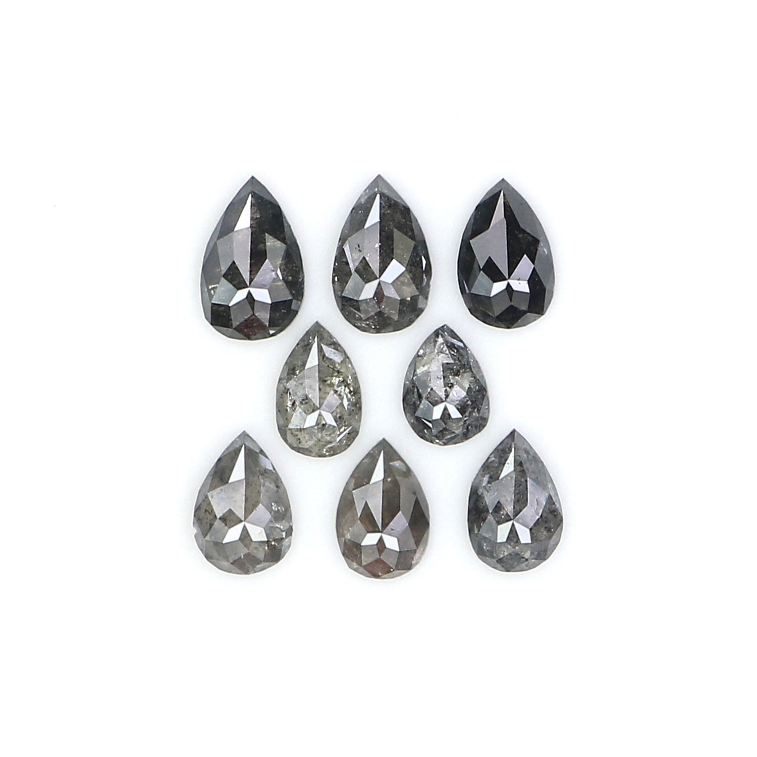 1.14 CT Natural Loose Pear Shape Diamond Salt And Pepper Pear Cut Diamond 3.60 MM Natural Black Grey Diamond Pear Rose Cut Diamond LQ2916