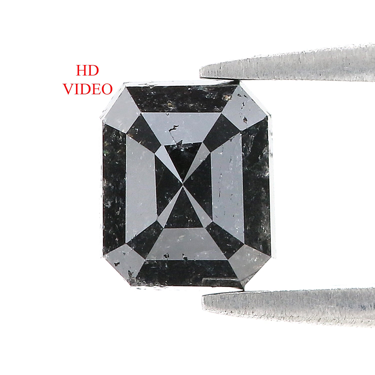 1.76 CT Natural Loose Emerald Shape Diamond Salt And Pepper Emerald Cut Diamond 7.10 MM Natural Black Grey Emerald Rose Cut Diamond LQ1325