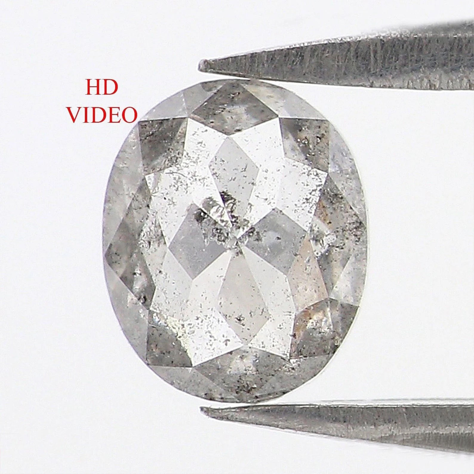 0.65 Ct Natural Loose Oval Shape Diamond Salt And Pepper Oval Diamond 6.10 MM Natural Loose Black Grey Color Oval Rose Cut Diamond NQ964