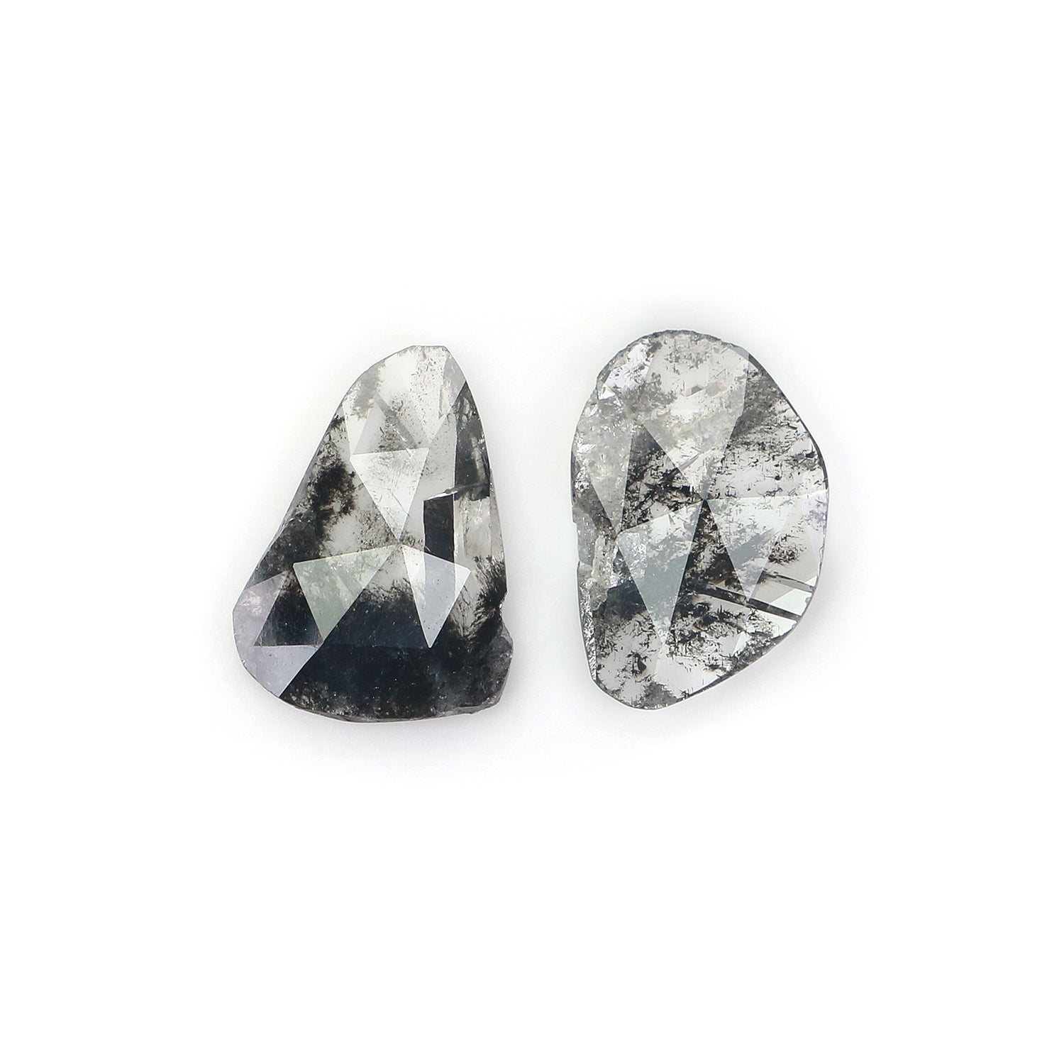 1.14 CT Natural Loose Slice Shape Diamond Salt And Pepper Slice Cut Diamond 9.65 MM Natural Black Grey Diamond Irregular Cut Diamond L3484