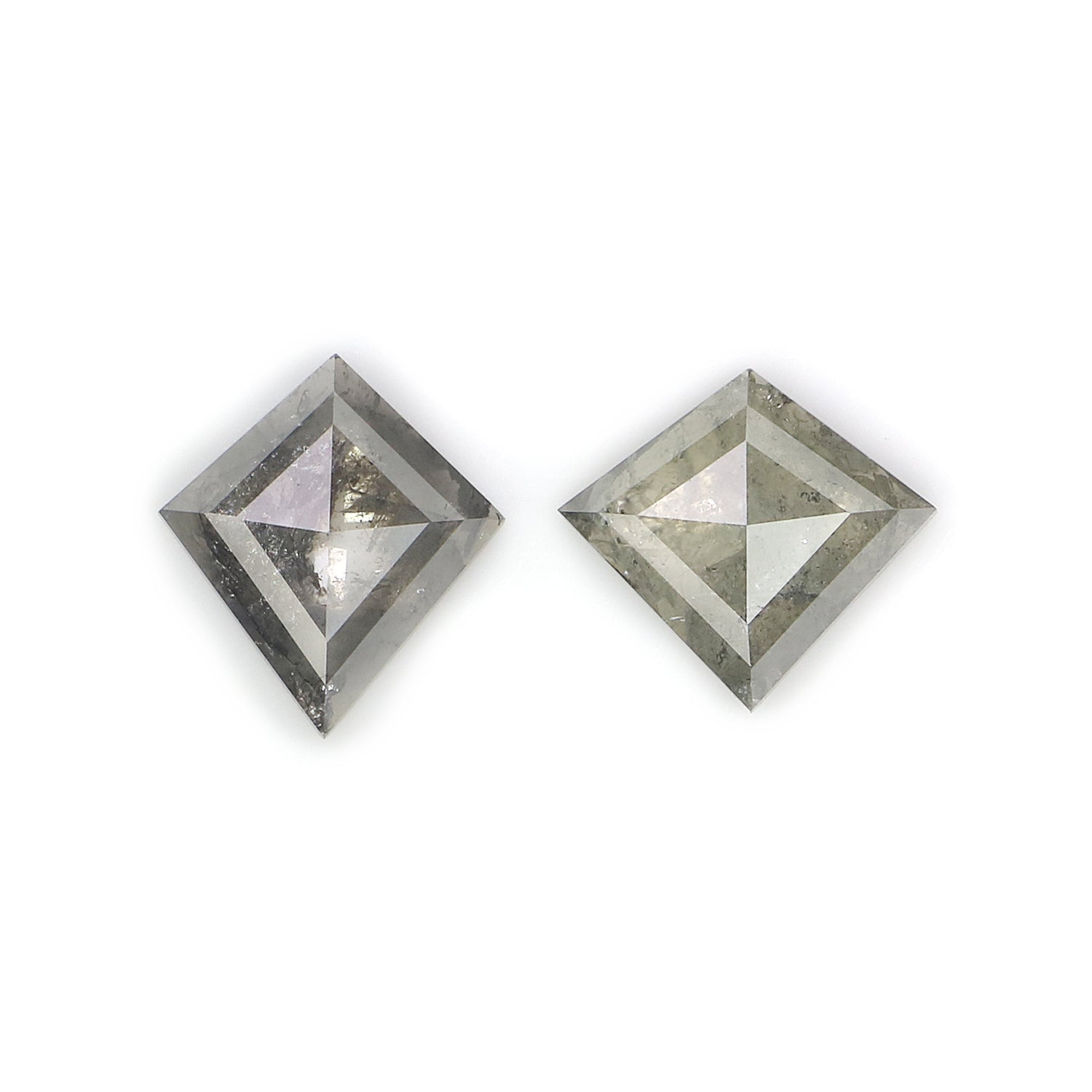 1.14 CT Natural Loose Kite Cut Pair Diamond Salt And Pepper Kite Shape Diamond 8.15 MM Natural Black Grey Color Kite Rose Cut Diamond N2606