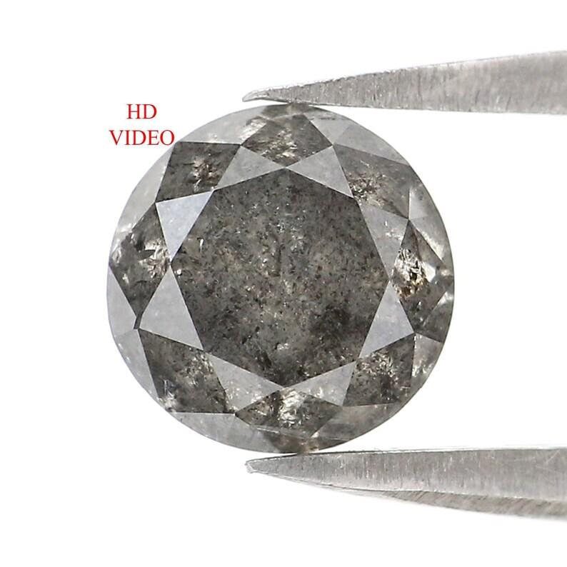 1.47 CT Natural Loose Round Shape Diamond Salt And Pepper Round Diamond 6.40 MM Natural Black Gray Color Round Brilliant Cut Diamond QN9377