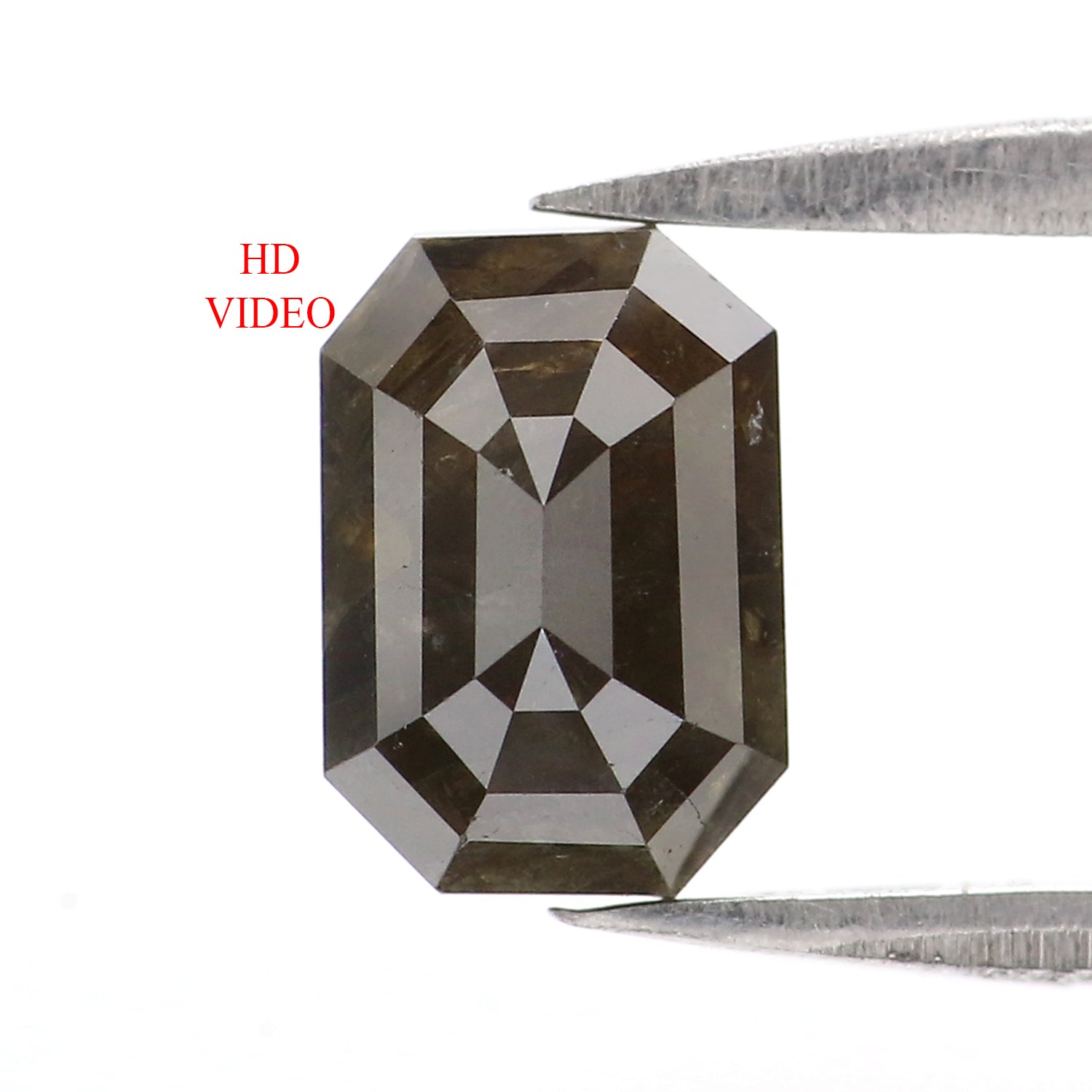 1.67 CT Natural Loose Emerald Shape Diamond Black Emerald Shape Diamond 7.80 MM Natural Loose  Black Color Emerald Rose Cut Diamond QL2853