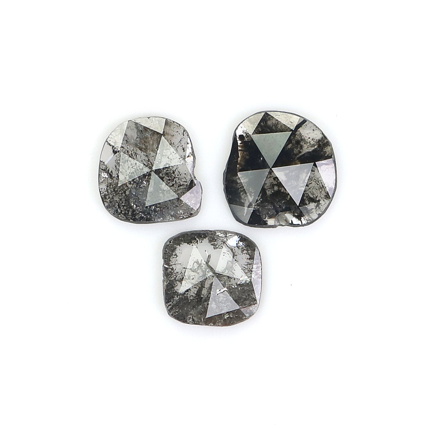 1.01 CT Natural Loose Slice Shape Diamond Salt And Pepper Slice Uncut Diamond 6.40 MM Natural Black Grey Diamond Irregular Cut Diamond L3545