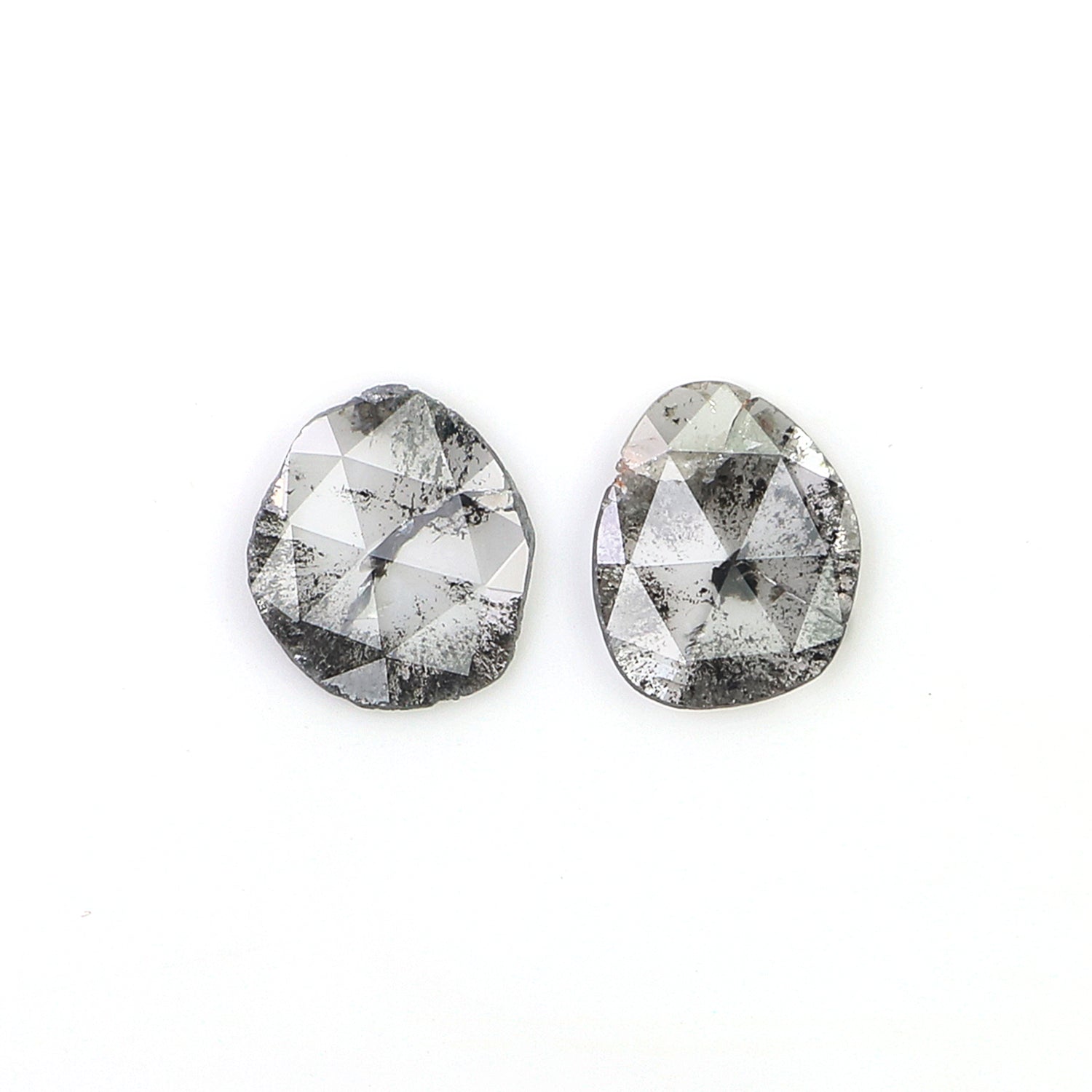 0.77 CT Natural Loose Slice Shape Diamond Salt And Pepper Uncut Diamond 7.45 MM Natural Black Grey Color Slice Irregular Cut Diamond N2649