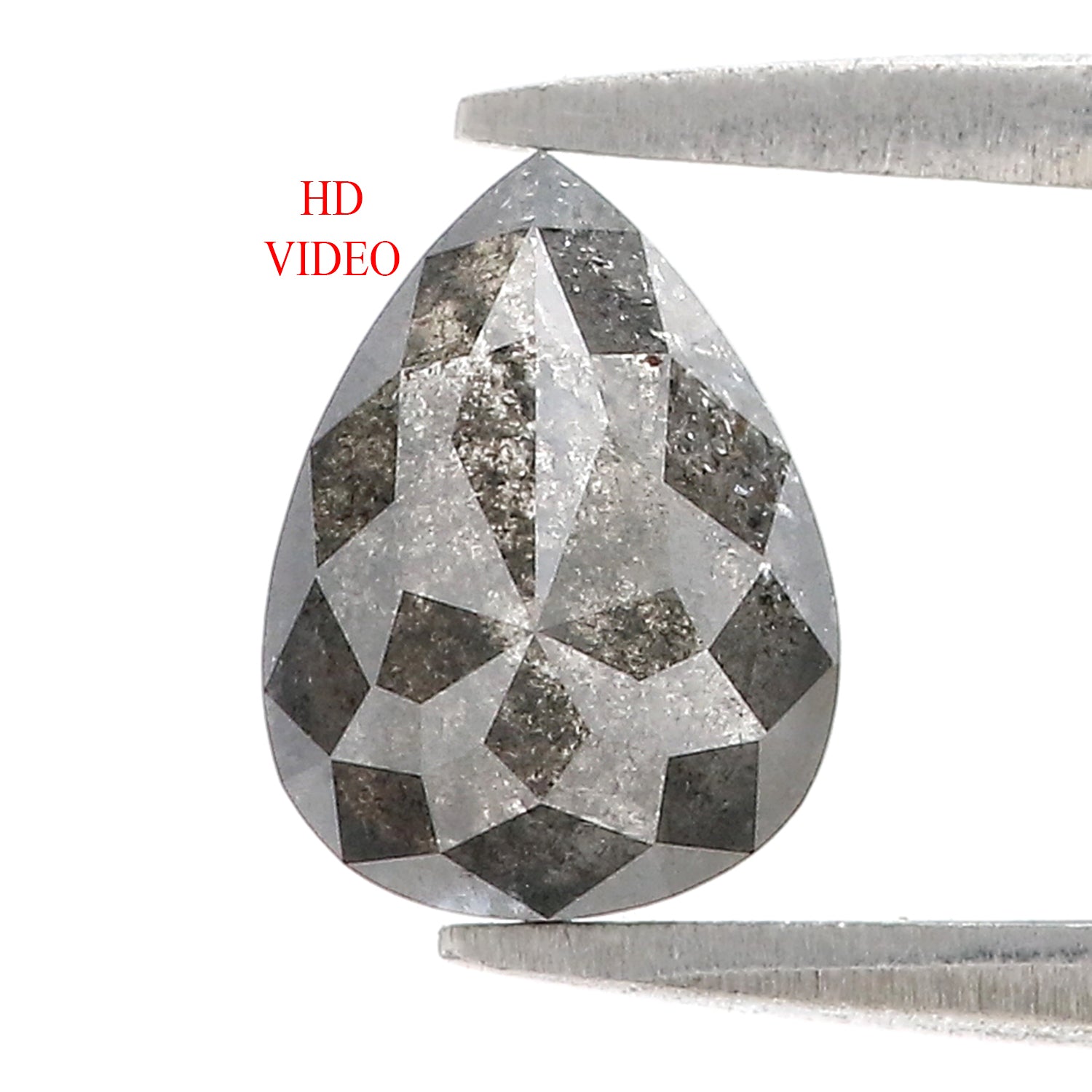 1.44 CT Natural Loose Pear Shape Diamond Salt And Pepper Pear Diamond 8.70 MM Natural Loose Black Grey Color Pear Rose Cut Diamond N2626