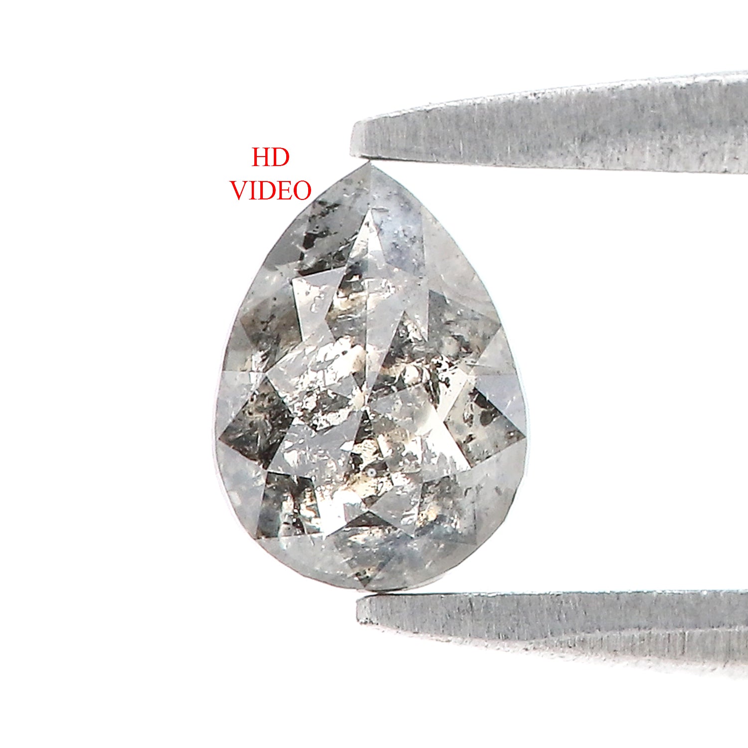 0.43 CT Natural Loose Pear Shape Diamond Salt And Pepper Pear Diamond 5.75 MM Natural Diamond Black Grey Color Pear Rose Cut Diamond N2614