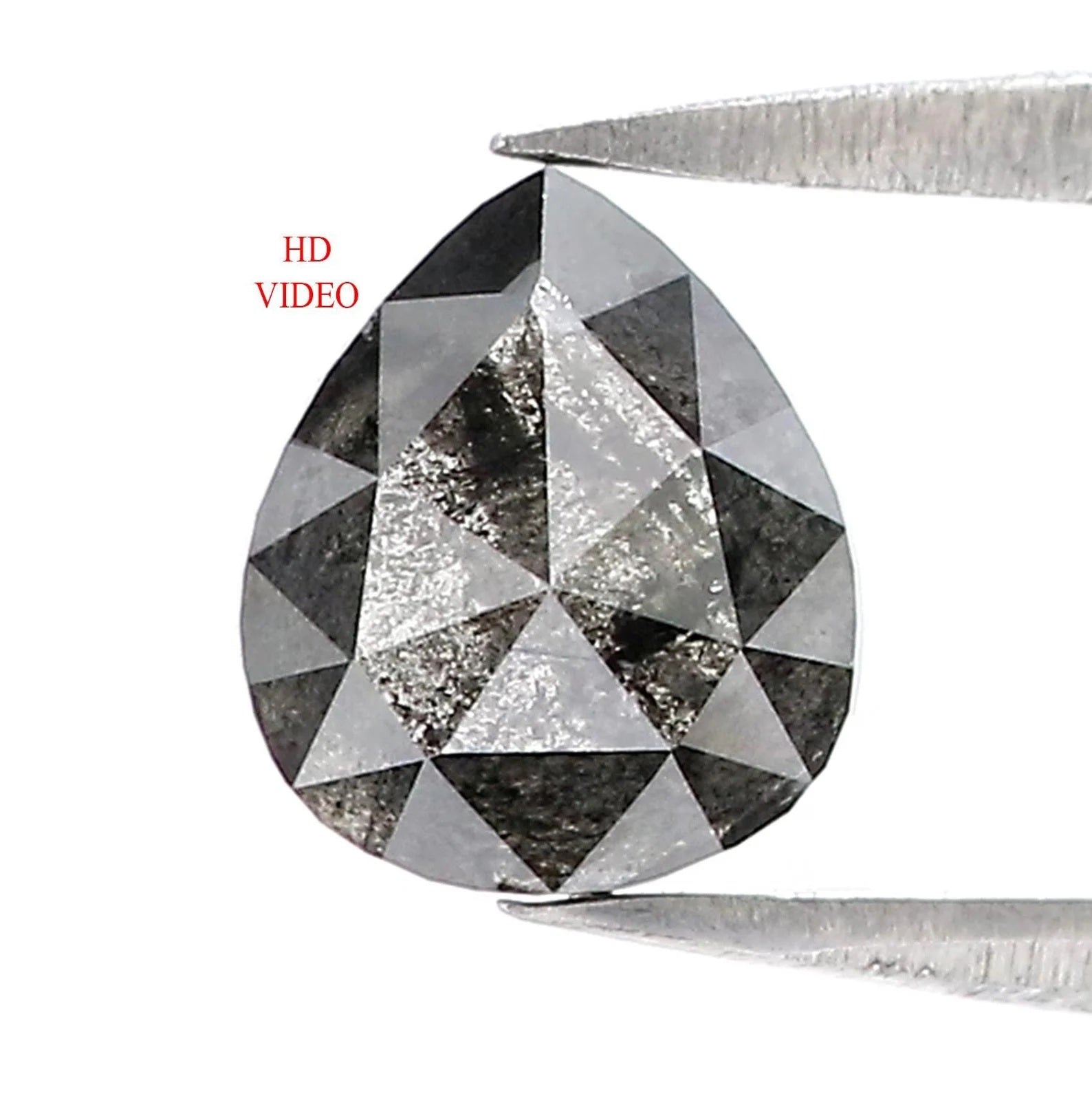 1.56 CT Natural Loose Pear Shape Diamond Salt And Pepper Pear Cut Diamond 7.40 MM Natural Loose Diamond Pear Shape Rose Cut Diamond QN9477