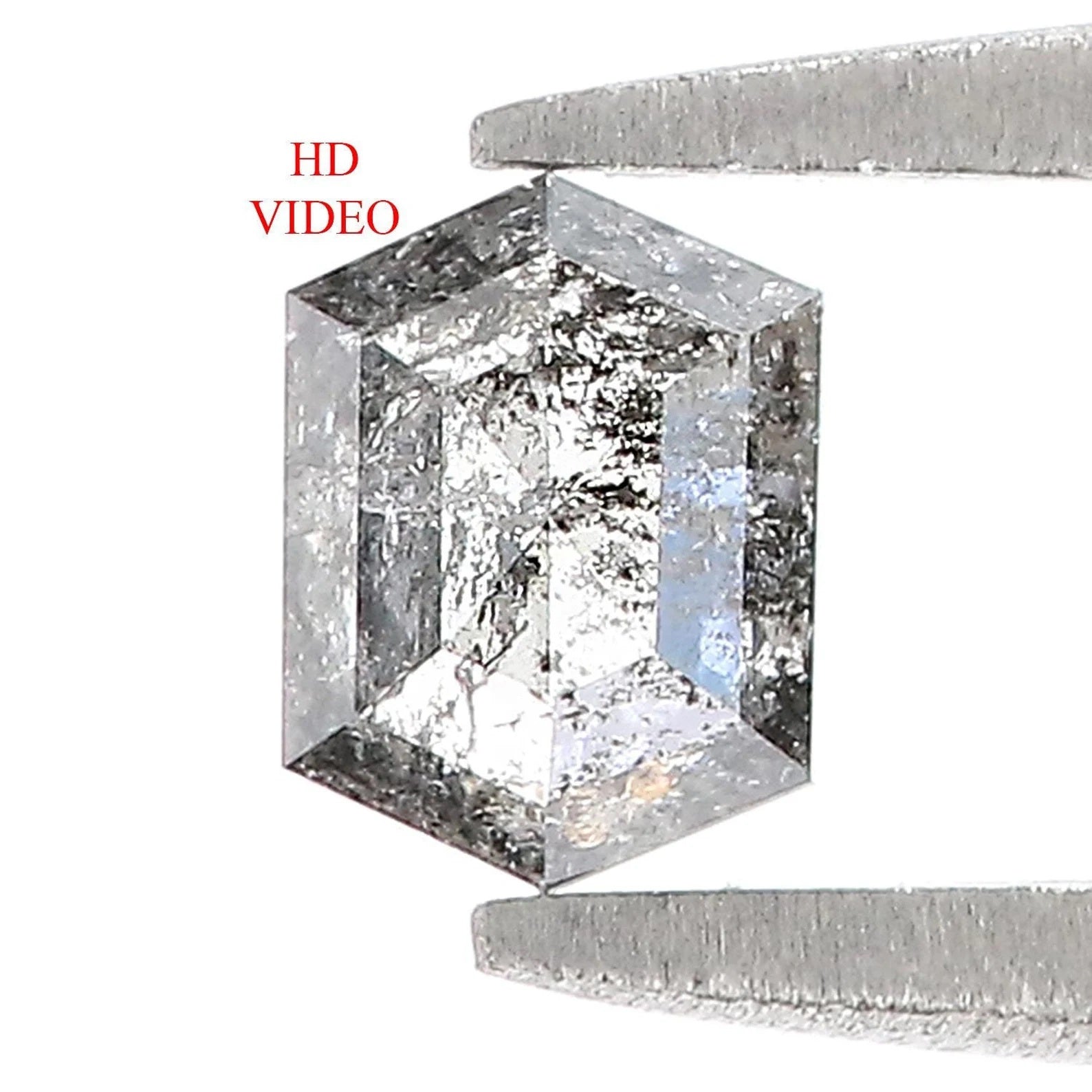 0.55 Ct Natural Loose Hexagon Shape Diamond Salt And Pepper Hexagon Diamond 5.50 MM Natural Black Grey Color Hexagon Rose Cut Diamond QN1481