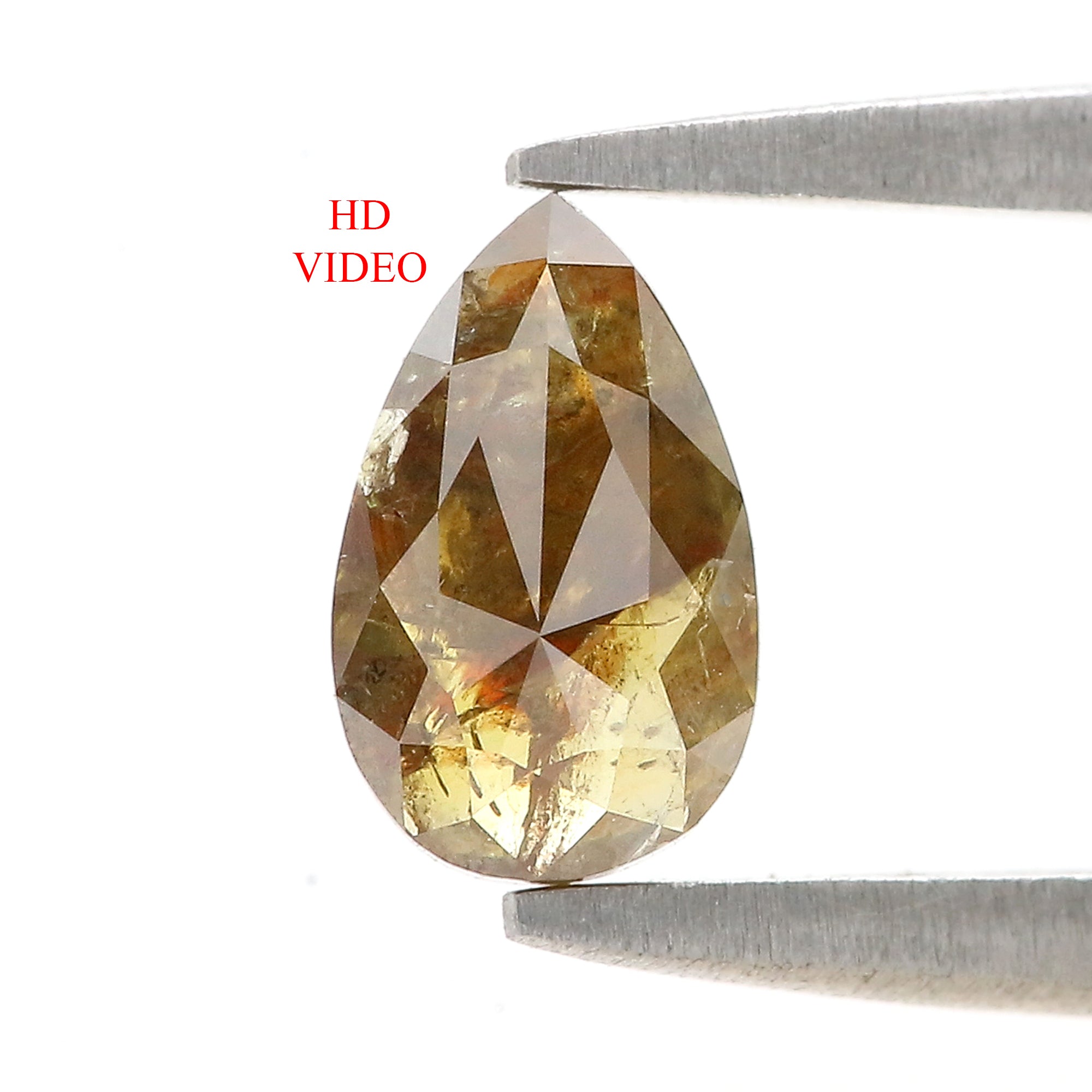 0.76 Ct Natural Loose Pear Shape Diamond Yellow Color Pear Cut Diamond 7.28 MM Natural Loose Diamond Brown Color Pear Rose Cut Diamond N2671