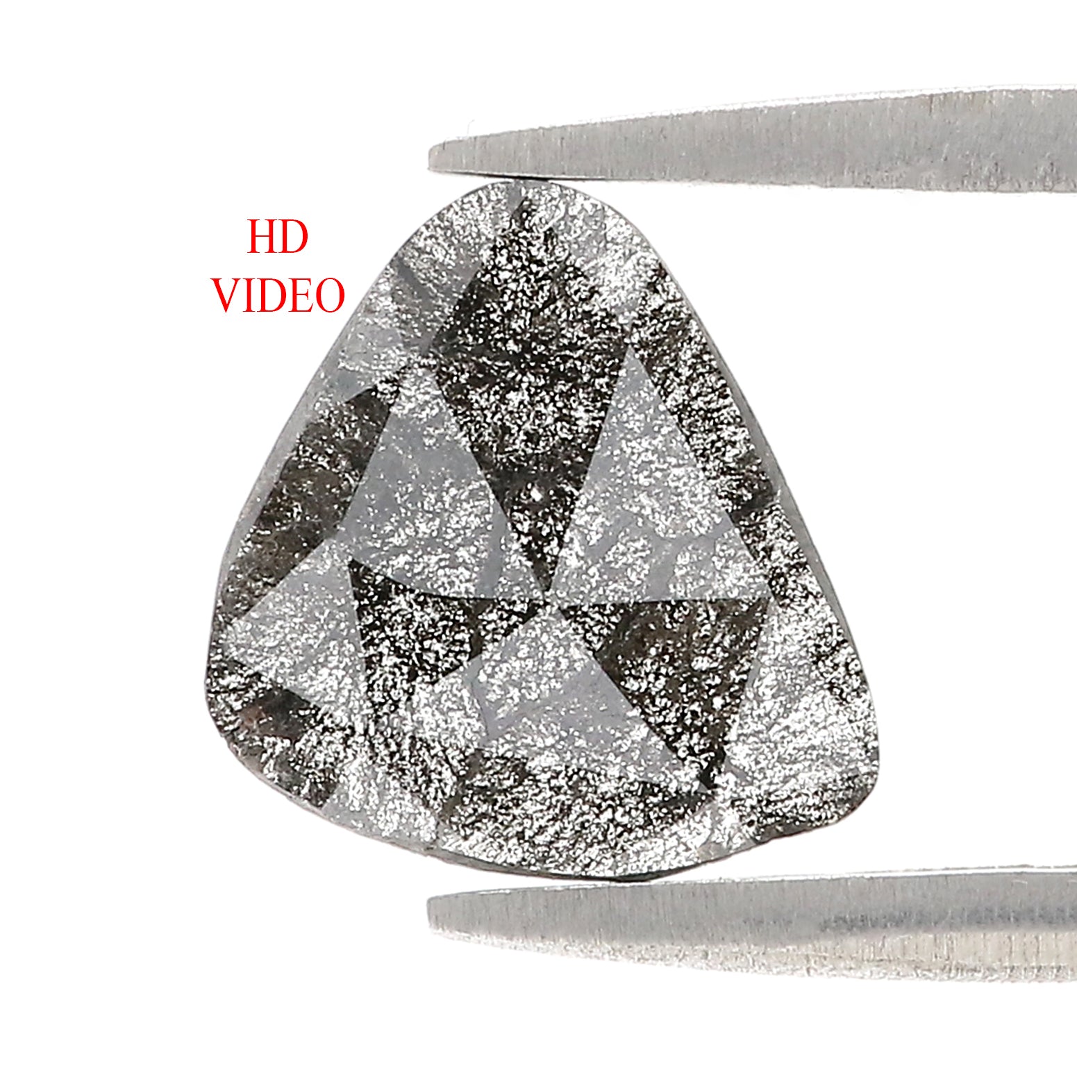 0.80 CT Natural Loose Slice Shape Diamond Salt And Pepper Slice Uncut Diamond 9.75 MM Natural Black Grey Slice Irregular Cut Diamond L3549