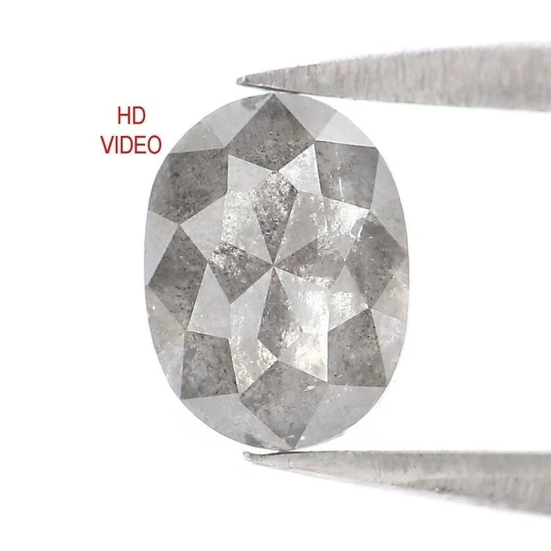 1.00 CT Natural Loose Oval Shape Diamond Salt And Pepper Oval Cut Diamond 6.90 MM Natural Loose Diamond Oval Shape Rose Cut Diamond NQ1349