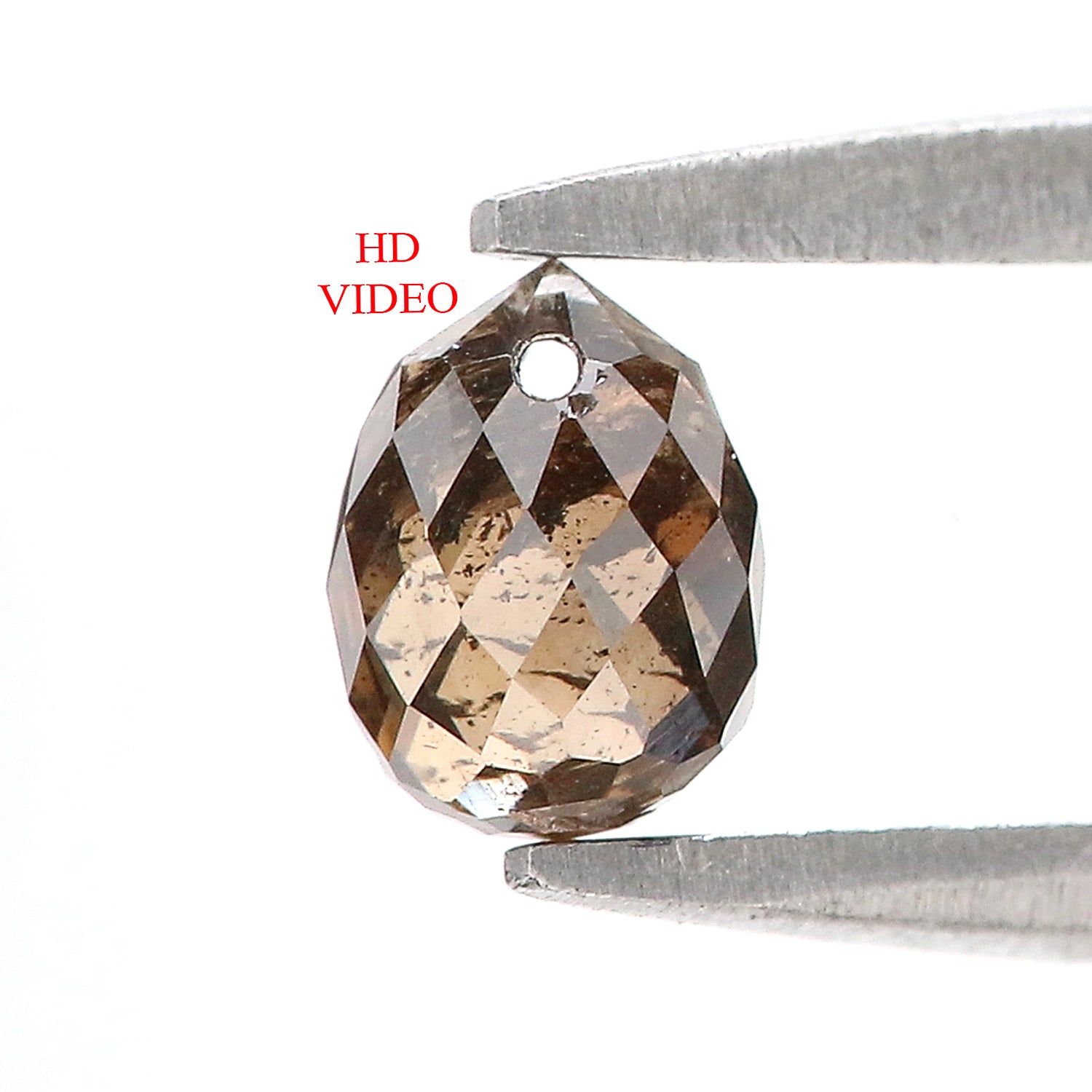 0.70 Ct Natural Loose Briolette Shape Diamond Brown Color Drop Diamond 5.25 MM Natural Loose Brown Color Briolette Rose Cut Diamond LQ9823