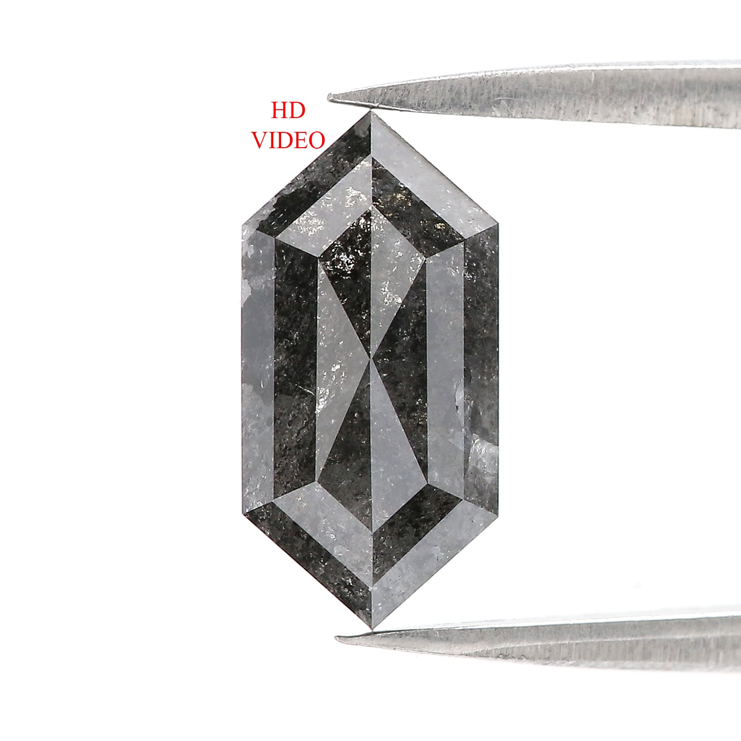 3.07 Ct Natural Loose Hexagon Shape Diamond Salt And Pepper Diamond 12.30 MM Natural Diamond Black Grey Color Hexagon Cut Diamond LQ3047