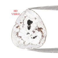 Natural Loose Slice Salt And Pepper Diamond Black Grey Color 0.91 CT 12.25 MM Slice Shape Rose Cut Diamond L9704