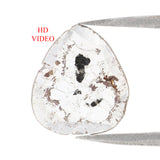 Natural Loose Slice Salt And Pepper Diamond Black Grey Color 0.91 CT 12.25 MM Slice Shape Rose Cut Diamond L9704