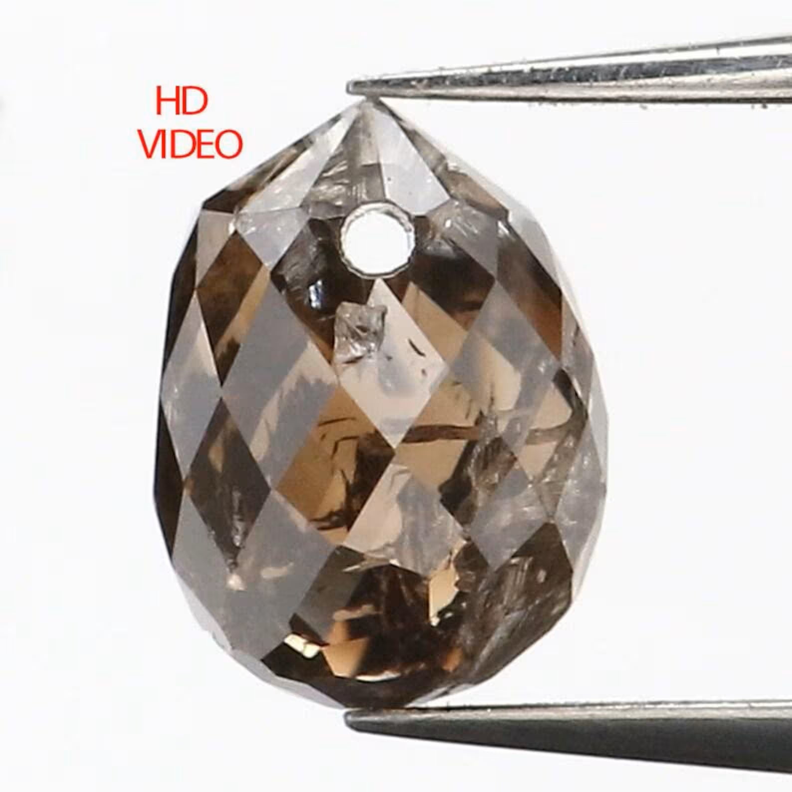 0.67 CT Natural Loose Briolette Shape Diamond Brown Color Drop Cut Diamond 5.30 MM Natural Brown Color Briolette Rose Cut Diamond NQ464