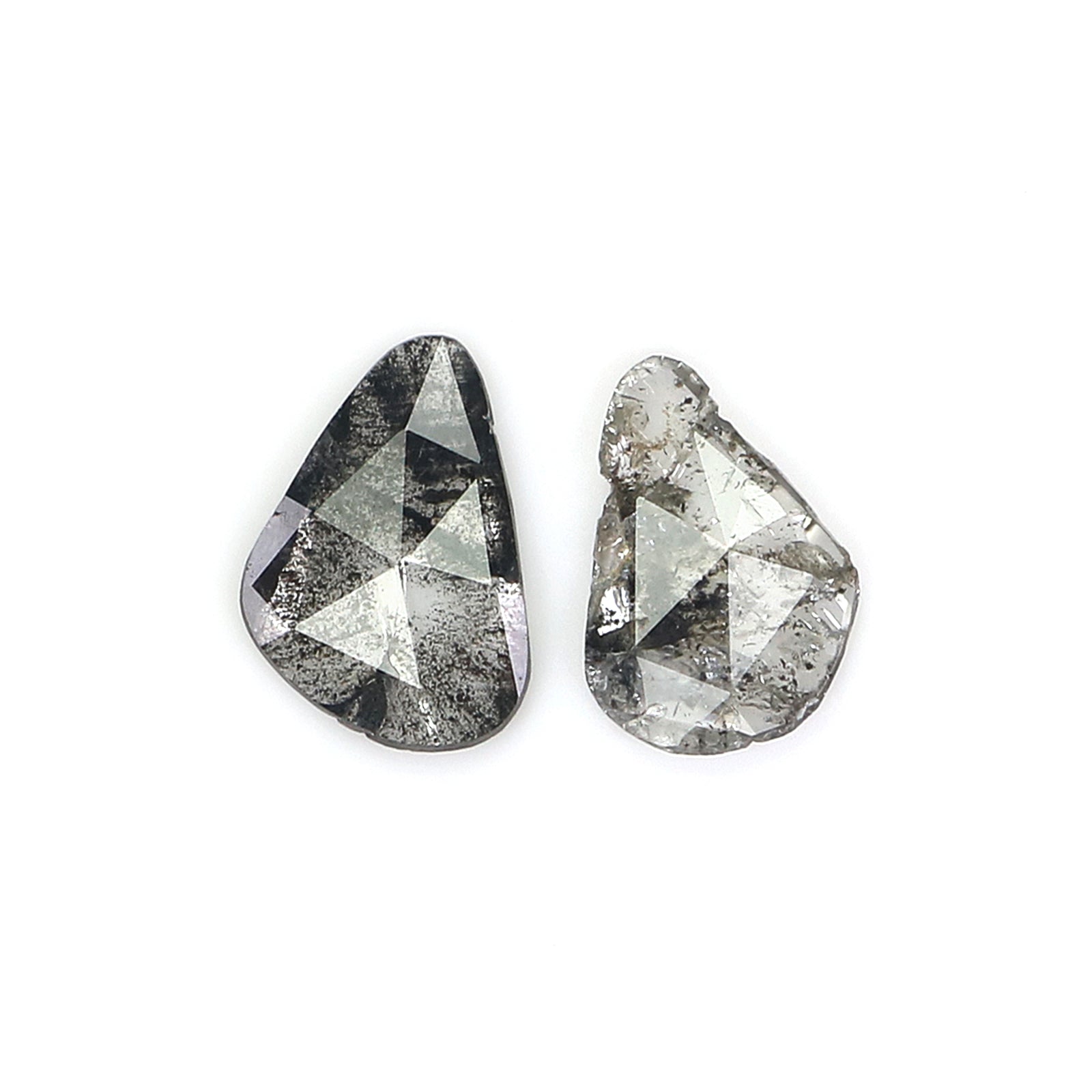 0.73 CT Natural Loose Slice Shape Diamond Salt And Pepper Slice Uncut Diamond 7.95 MM Natural Black Grey Diamond Irregular Cut Diamond L3543