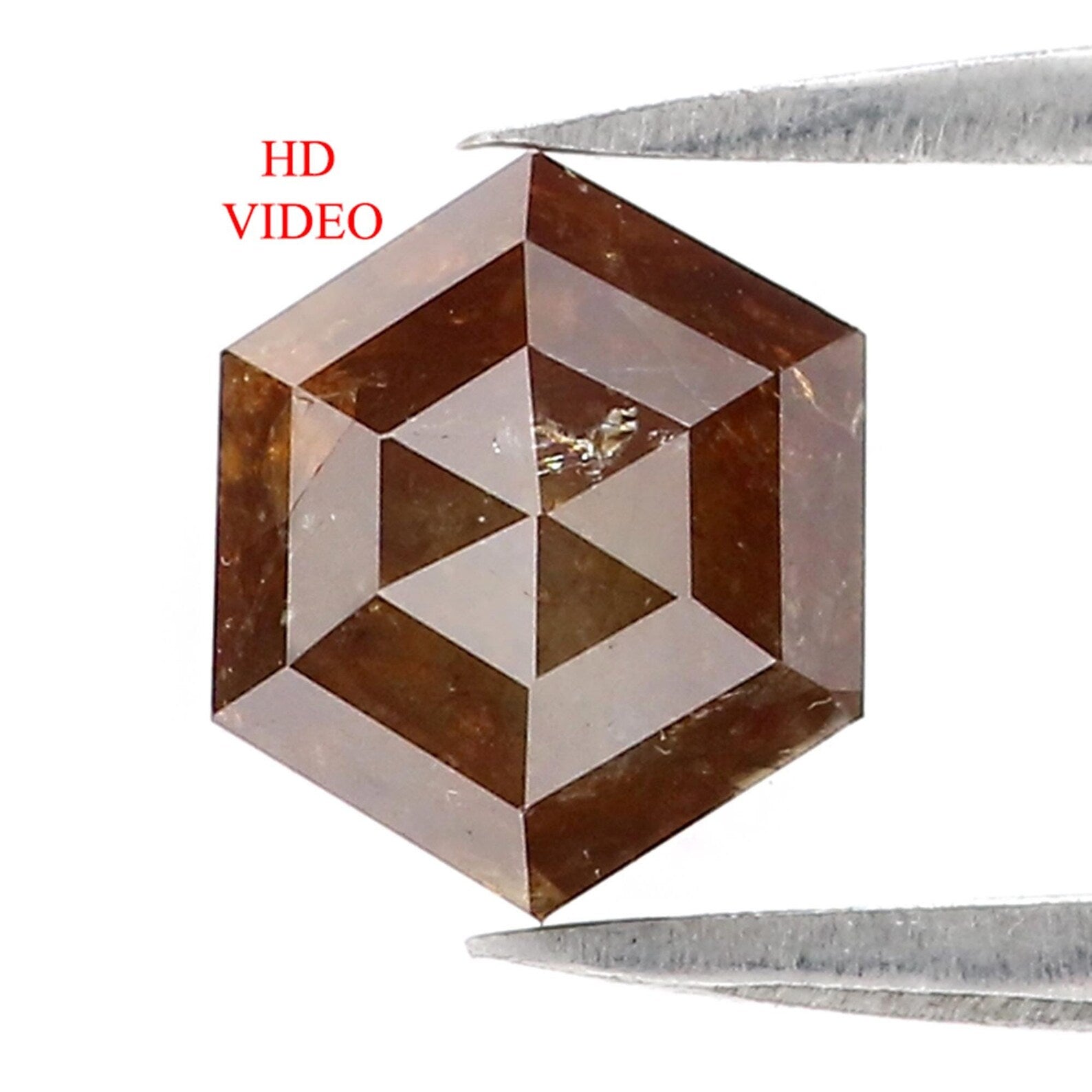 2.26 CT Natural Loose Hexagon Shape Diamond Dark Brown Color Hexagon Cut Diamond 6.90 MM Natural Loose Hexagon Shape Rose Cut Diamond QN9237