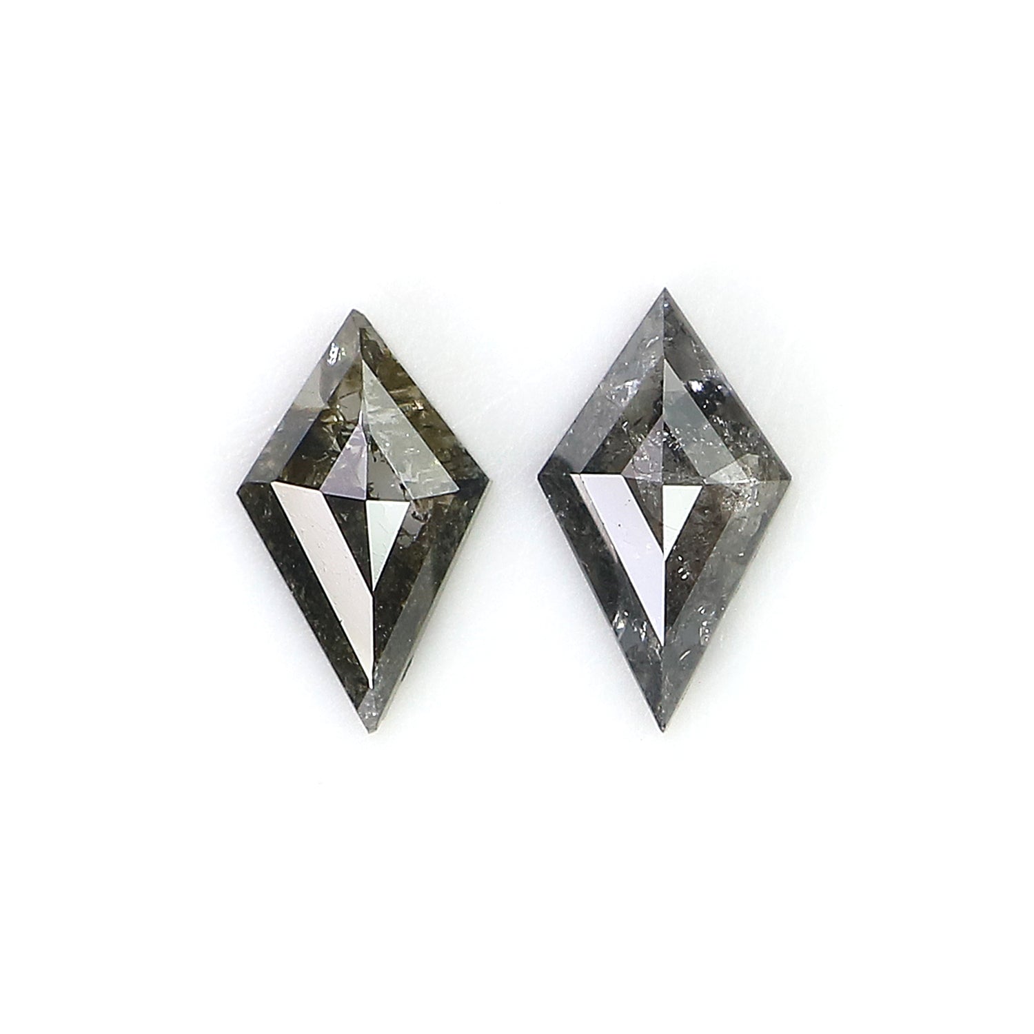 0.79 CT Natural Loose Kite Shape Pair Diamond Salt And Pepper Kite Cut Diamond 7.95 MM Natural Black Grey Color Kite Rose Cut Diamond L3394