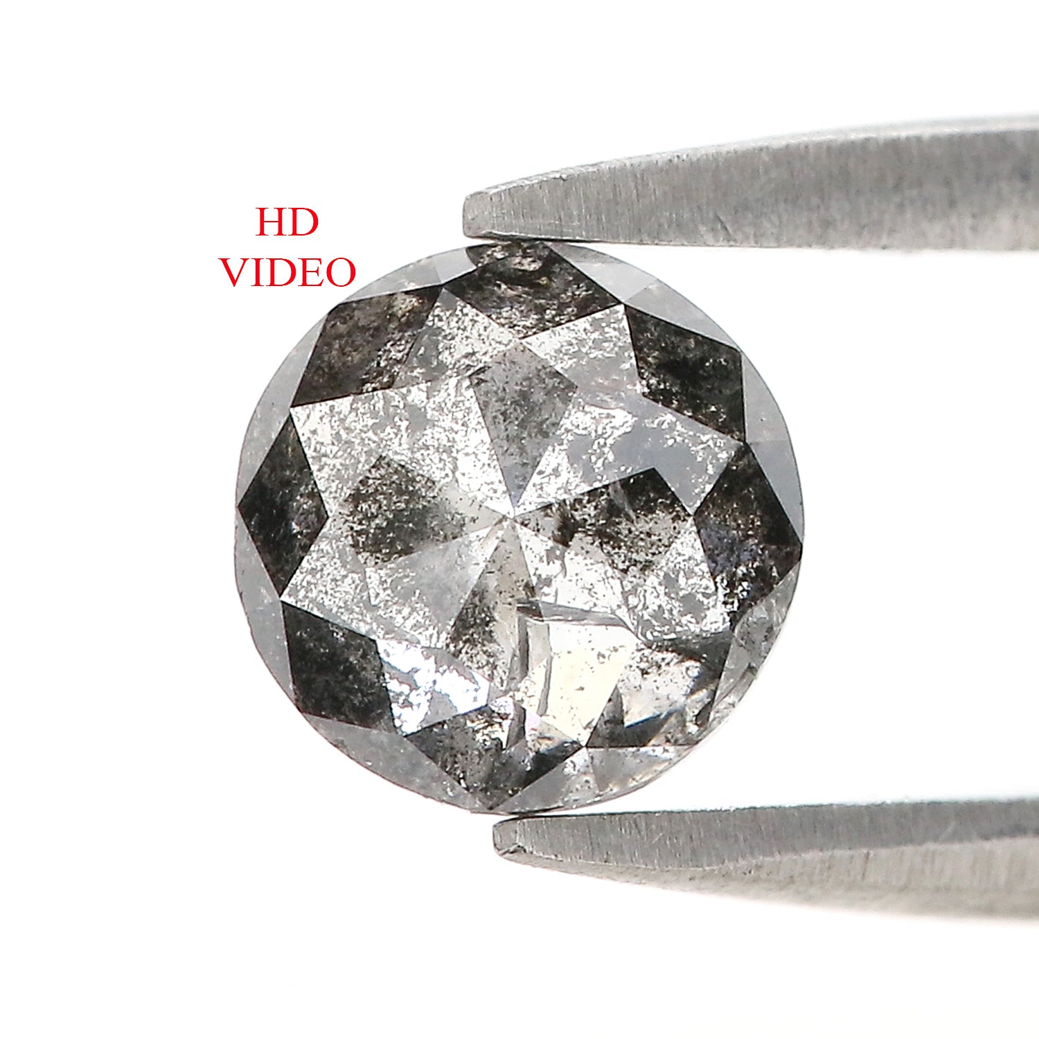 1.08 Ct Natural Loose Round Rose Cut Diamond Black Grey Color Rose Cut Diamond 6.35 MM Natural Loose Salt And Pepper Rose Cut Diamond QL1402