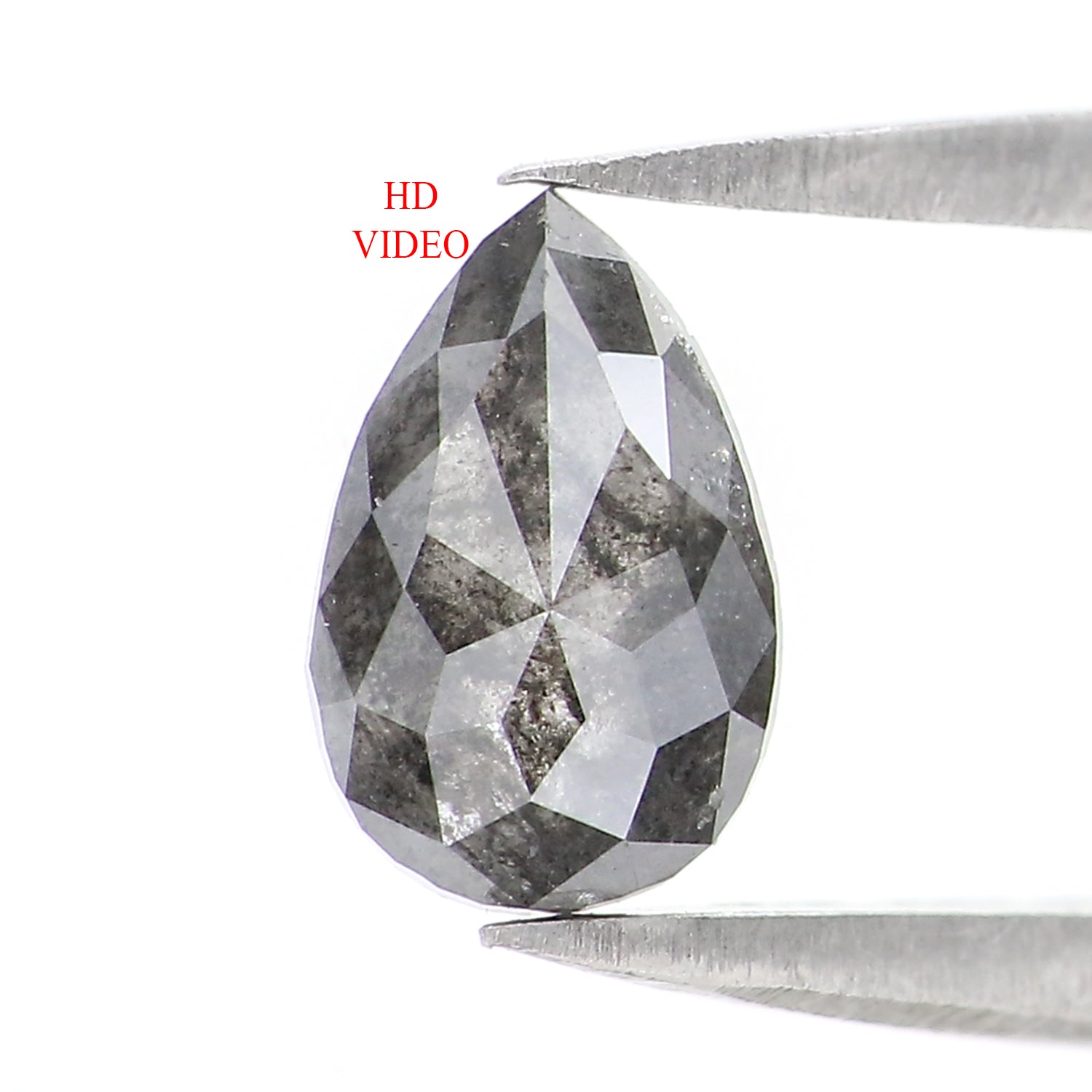 0.82 CT Natural Loose Pear Shape Diamond Salt And Pepper Pear Rose Cut Diamond 7.30 MM Black Grey Color Pear Shape Rose Cut Diamond QL9907