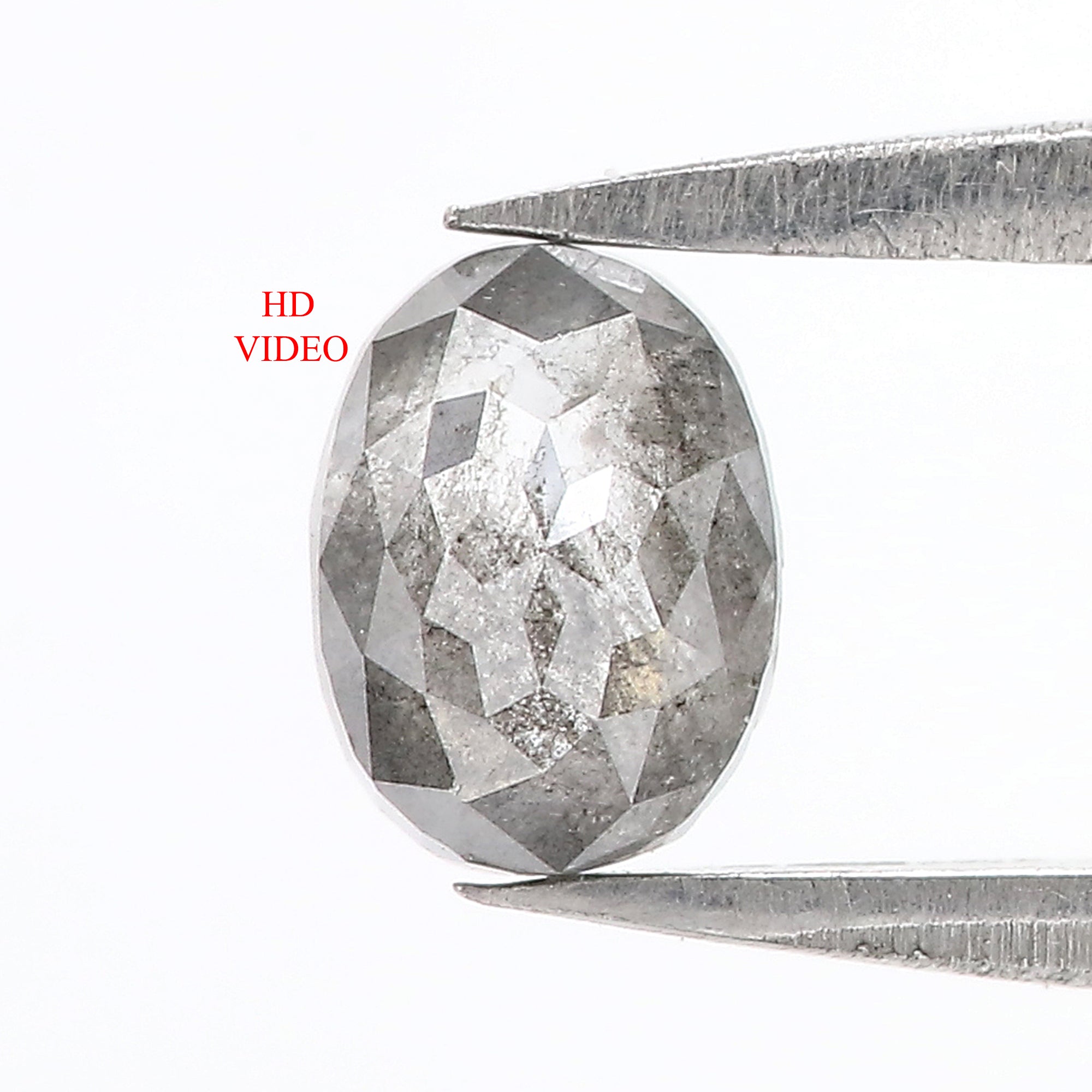 0.72 CT Natural Loose Oval Shape Diamond Salt And Pepper Oval Diamond 6.15 MM Natural Diamond Black Grey Color Oval Rose Cut Diamond QL3093