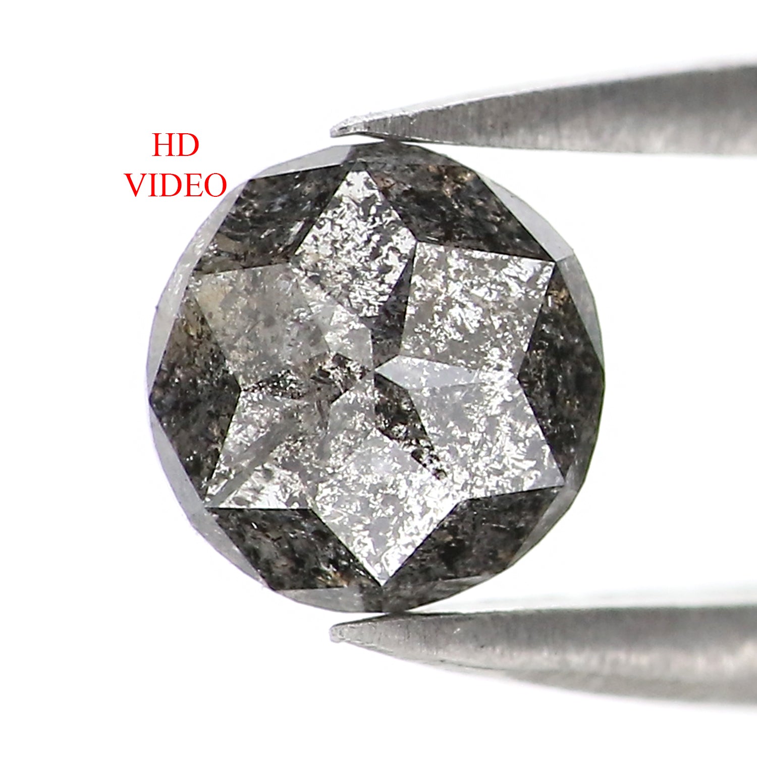 Natural Loose Round Rose Cut Diamond, Salt And Pepper Round Diamond, Natural Loose Diamond, Rose Cut Diamond, 0.97 CT Round Shape L2957