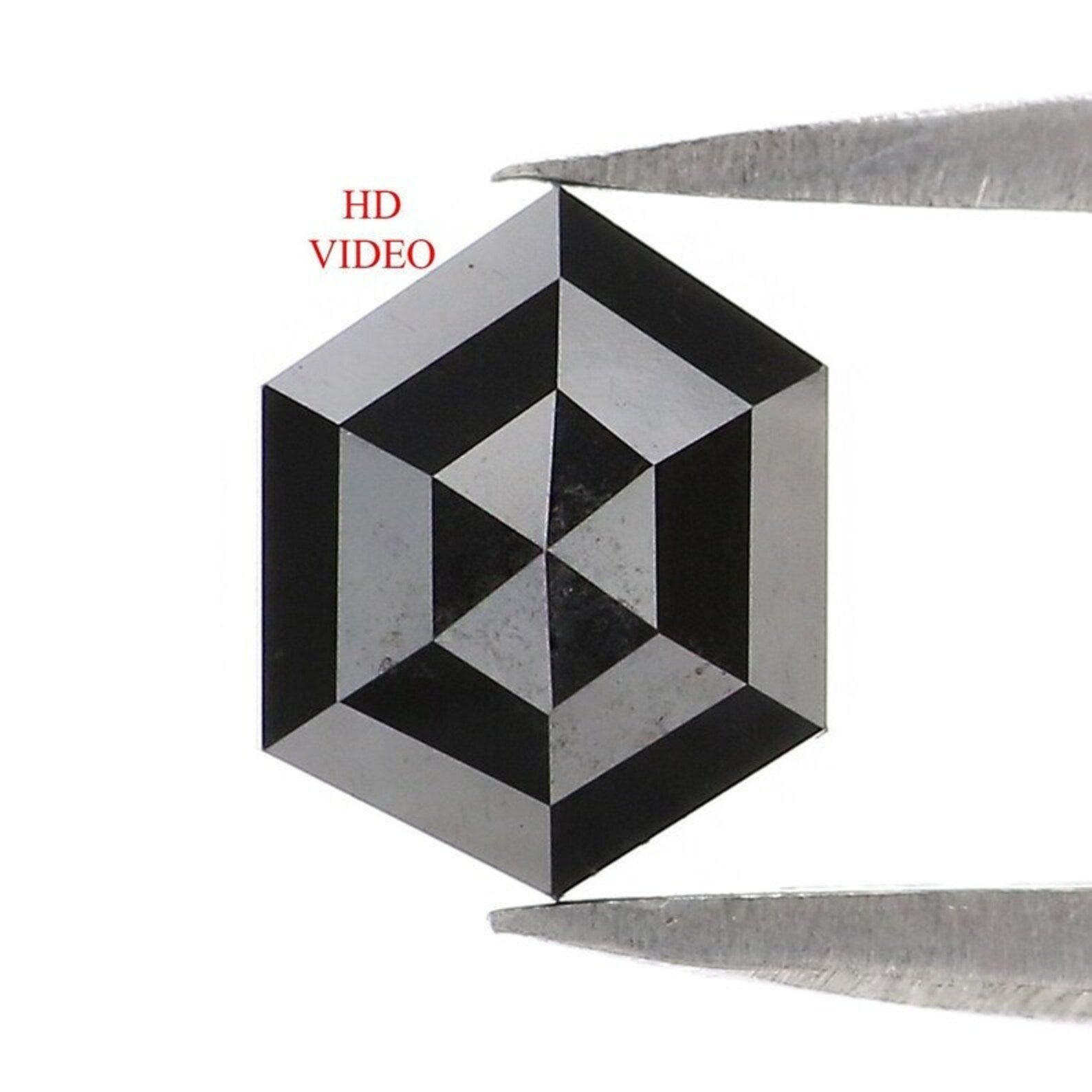 0.91 CT Natural Loose Hexagon Shape Diamond Black Color Hexagon Cut Diamond 6.85 MM Natural Diamond Black Hexagon Rose Cut Diamond NQ555