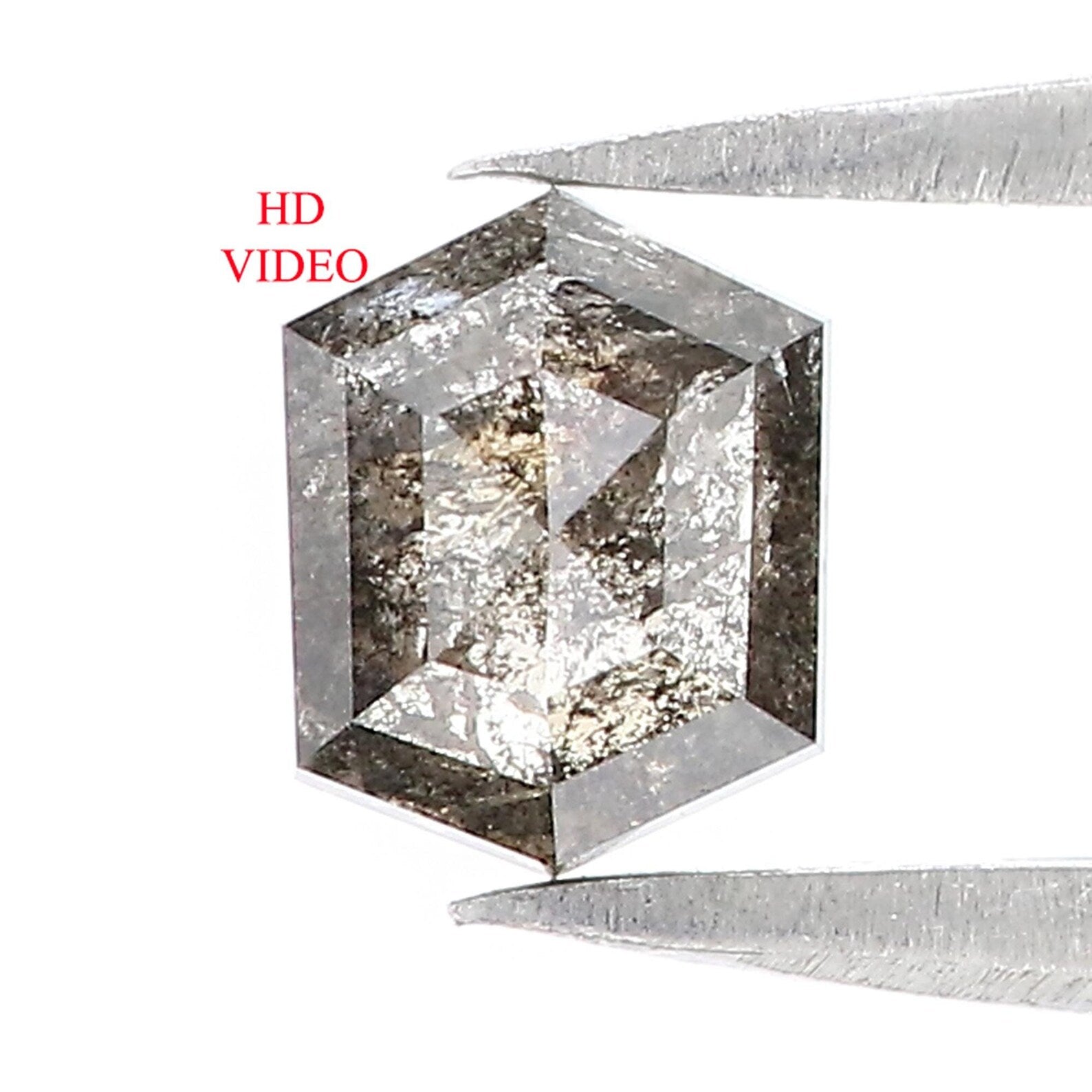 0.77 CT Natural Loose Hexagon Shape Diamond Salt And Pepper Hexagon Cut Diamond 6.05 MM Natural Loose Hexagon Shape Rose Cut Diamond QN1223