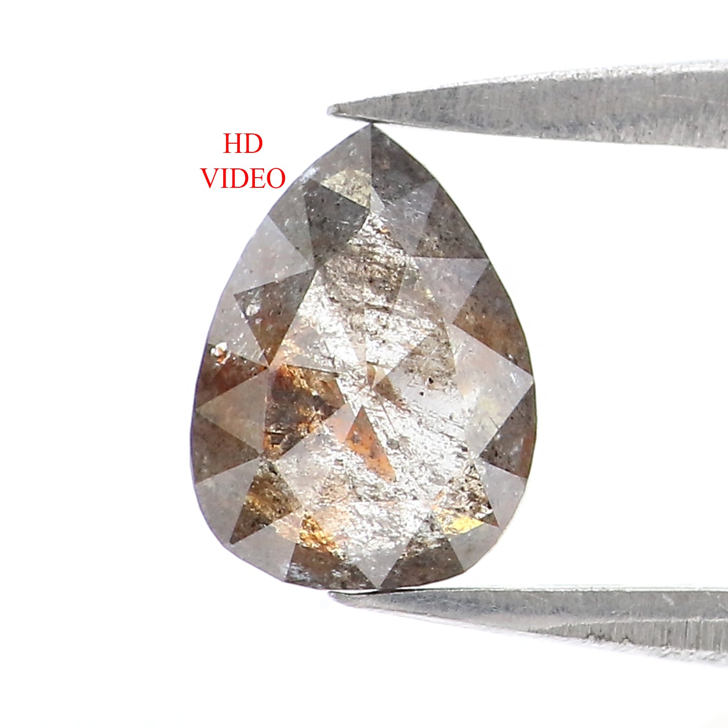 Natural Loose Pear Diamond, Salt And Pepper Pear Diamond, Natural Loose Diamond, Pear Rose Cut Diamond, 0.69 CT Pear Shape Diamond KR2677