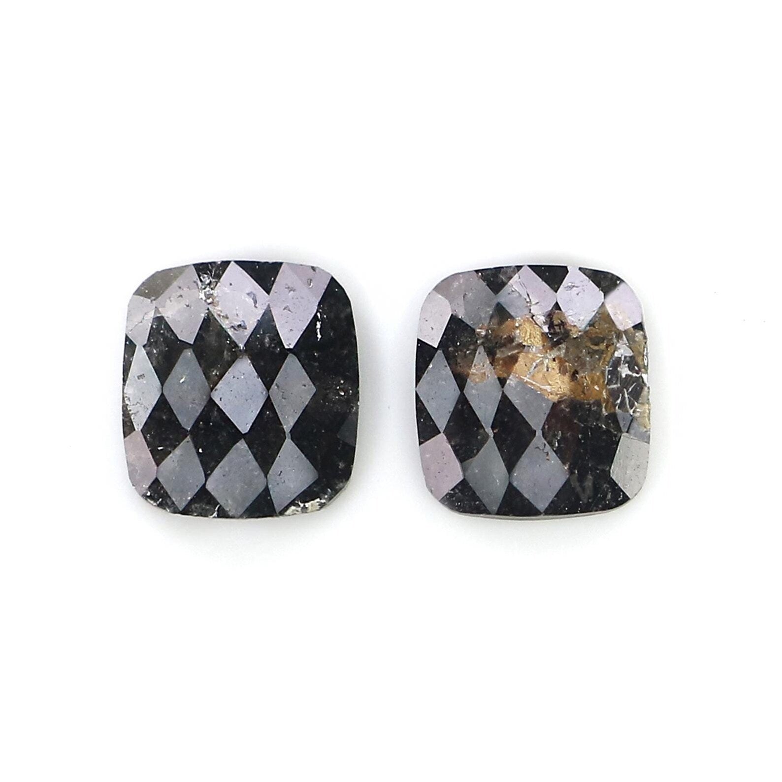 1.30 CT Natural Loose Cushion Cut Pair Diamond Black Color Cushion Shape Diamond 6.95 MM Natural Brown Color Cushion Rose Cut Diamond NQ2545