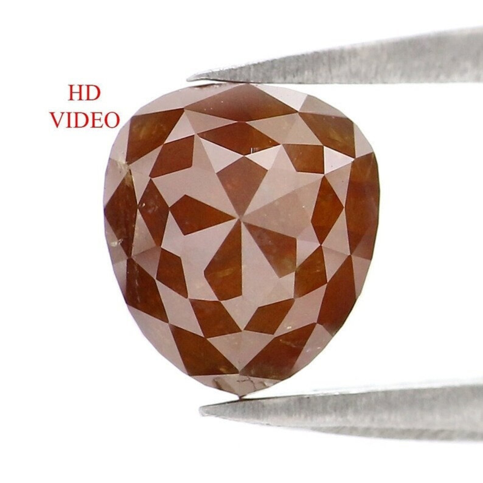 1.90 CT Natural Loose Heart Shape Diamond Brown Color Heart Cut Diamond 7.05 MM Natural Diamond Brown Color Heart Rose Cut Diamond NQ2393