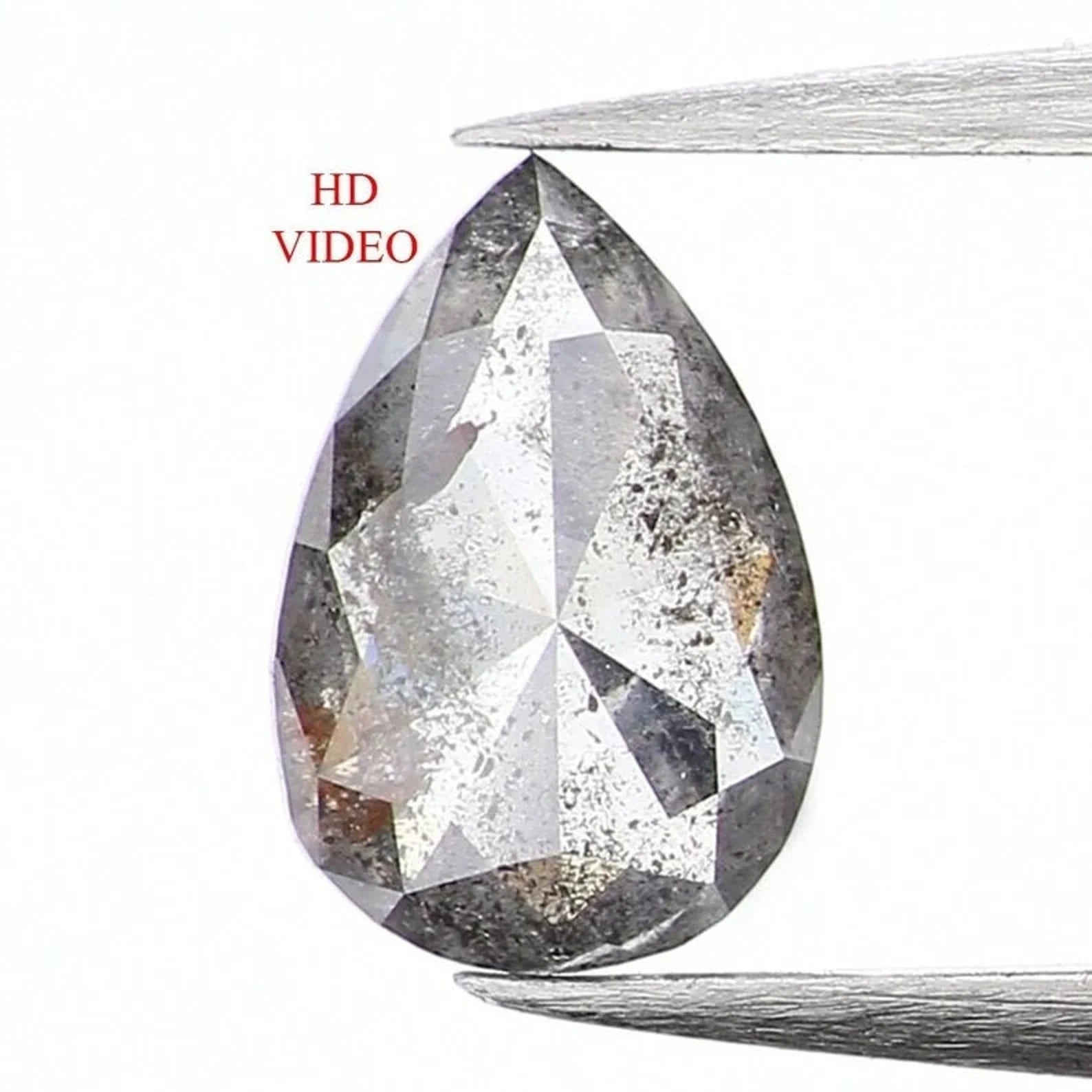 0.29 Ct Natural Loose Pear Shape Diamond Salt And Pepper Pear Cut Diamond 5.60 MM Natural Black Grey Color Pear Rose Cut Diamond NQ1050