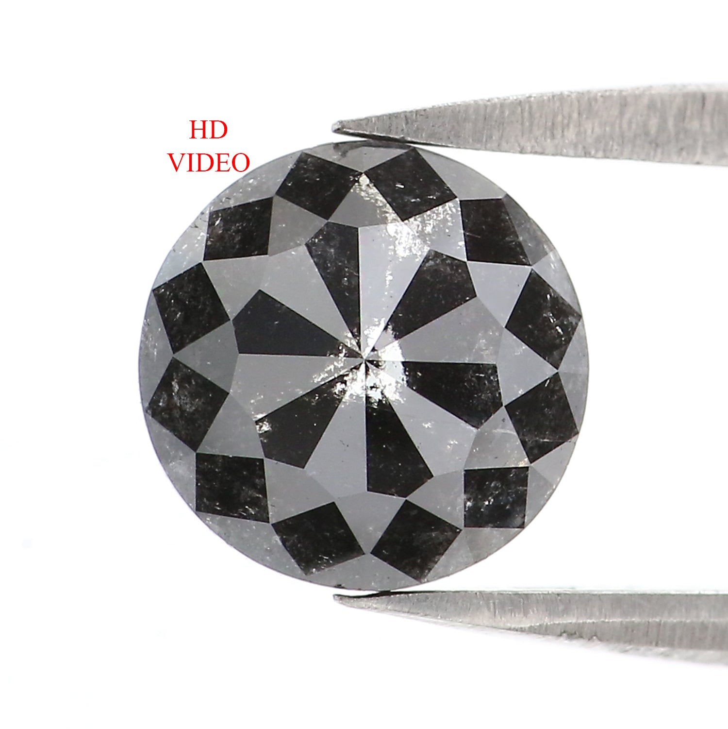 1.40 CT Natural Loose Round Rose Cut Diamond Salt And Pepper Round Diamond 7.55 MM Natural Loose Black Grey Color Rose Cut Diamond LC34