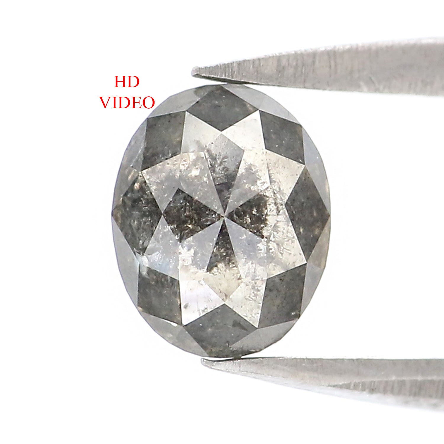 0.72 CT Natural Loose Oval Shape Diamond Salt And Pepper Oval Cut Diamond 6.15 MM Natural Black Grey Diamond Oval Rose Cut Diamond LQ2951