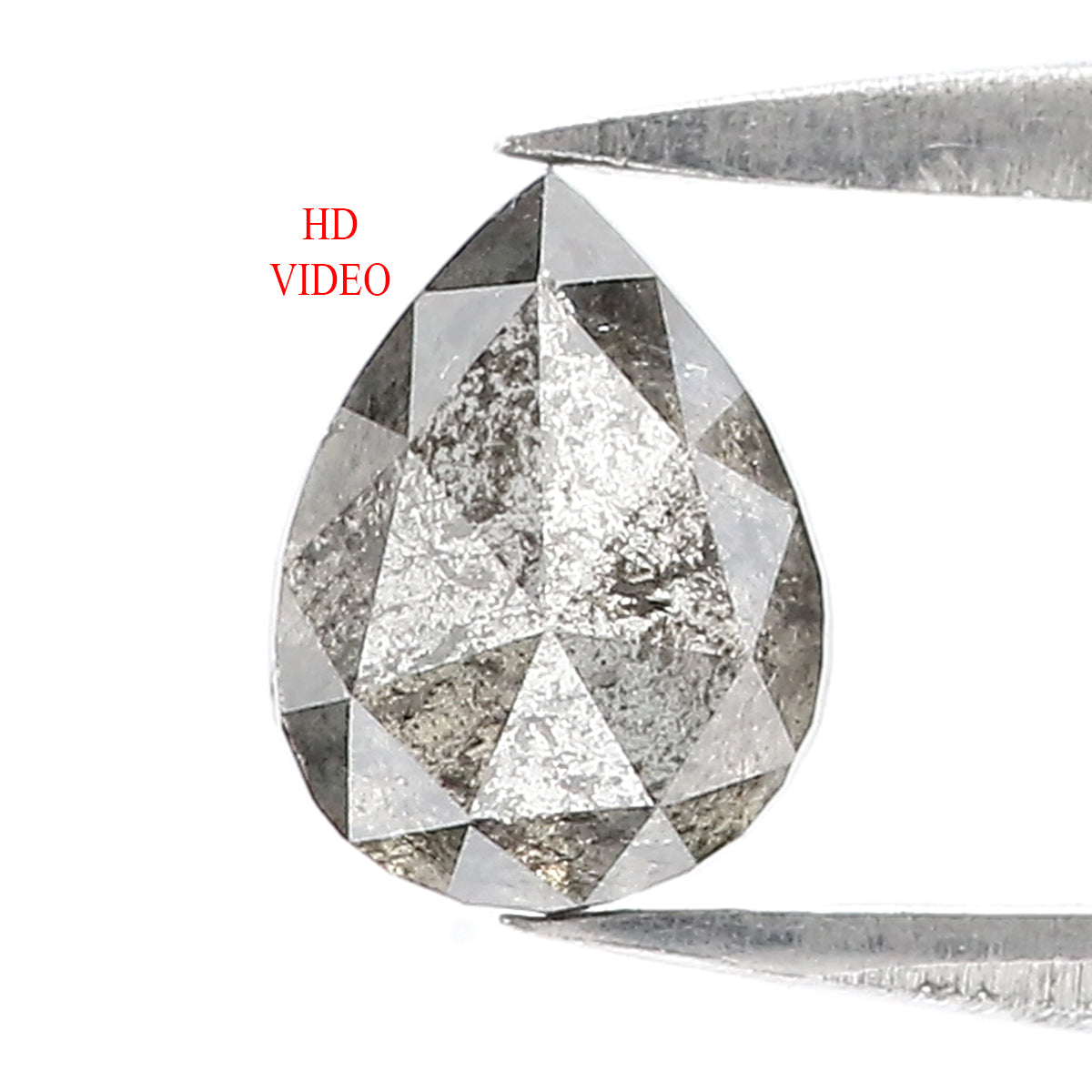 0.92 CT Natural Loose Pear Shape Diamond Salt And Pepper Pear Diamond 6.90 MM Natural Loose Black Grey Color Pear Rose Cut Diamond QL3095