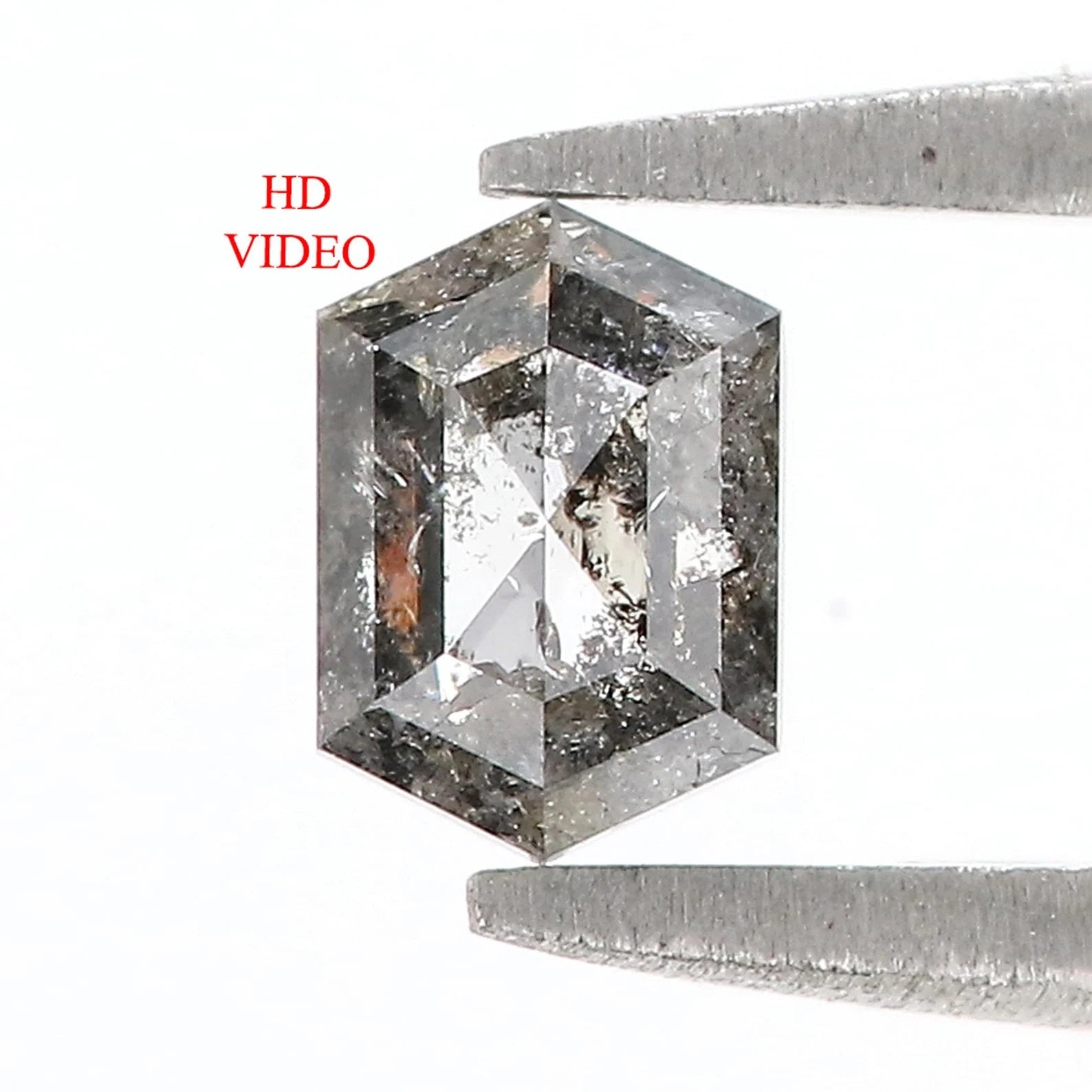 0.57 CT Natural Loose Hexagon Shape Diamond Salt And Pepper Hexagon Diamond 5.80 MM Natural Black Grey Color Hexagon Rose Cut Diamond QN1254