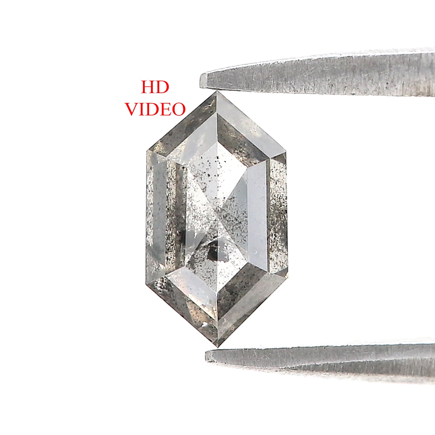 1.11 CT Natural Loose Hexagon Shape Diamond Salt And Pepper Hexagon Diamond 8.20 MM Natural Black Grey Color Hexagon Rose Cut Diamond L3450