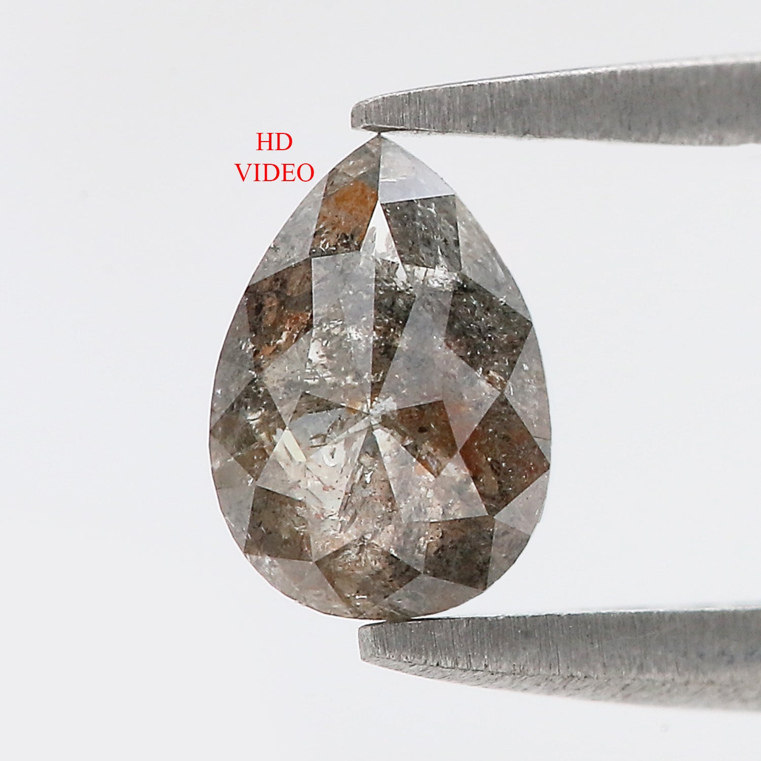 0.61 CT Natural Loose Pear Shape Diamond Grey Color Pear Cut Diamond 6.75 MM Natural Loose Brown Color Diamond Pear Rose Cut Diamond KQ2332