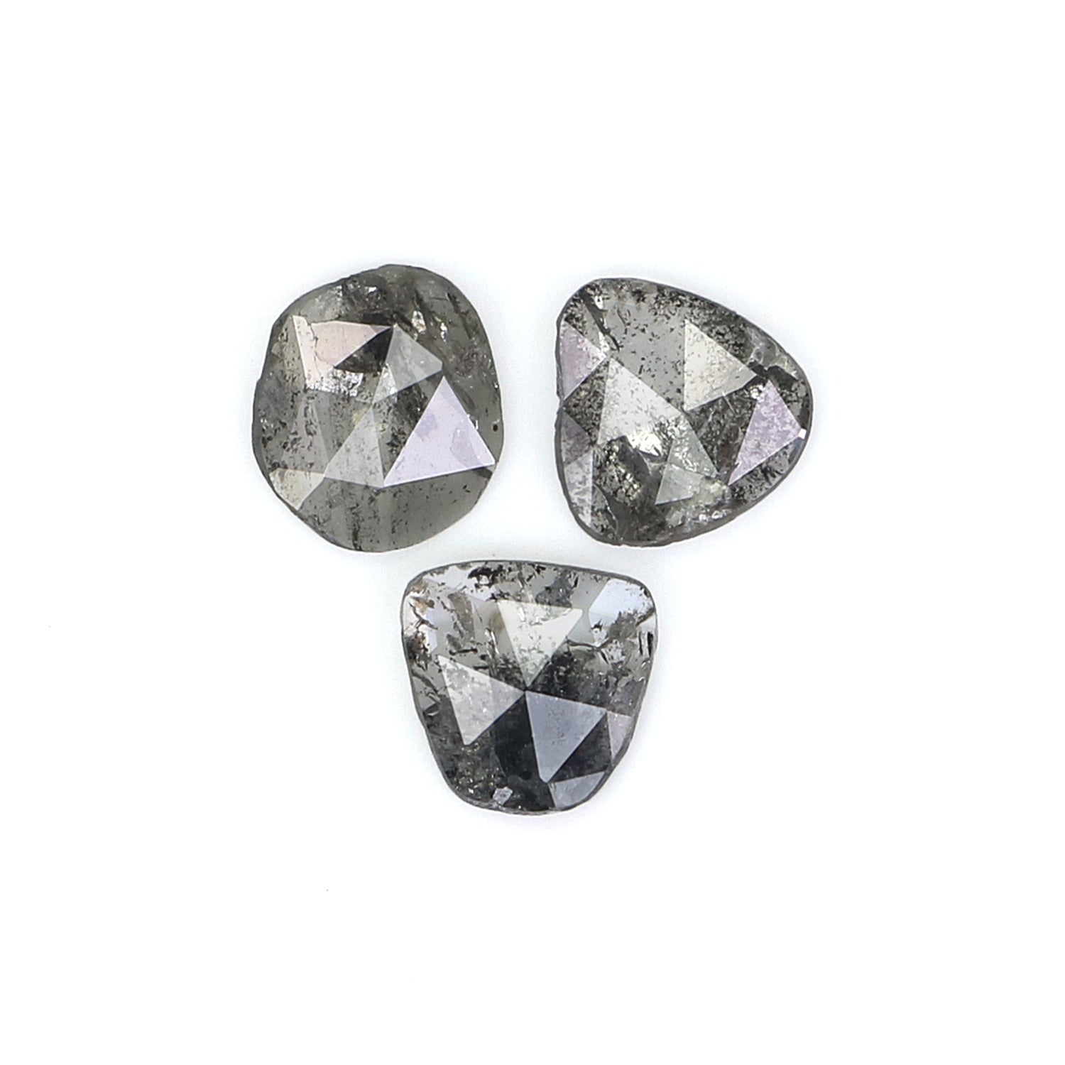 0.92 CT Natural Loose Slice Shape Diamond Salt And Pepper Slice Uncut Diamond 5.95 MM Natural Black Grey Diamond Irregular Cut Diamond L3514
