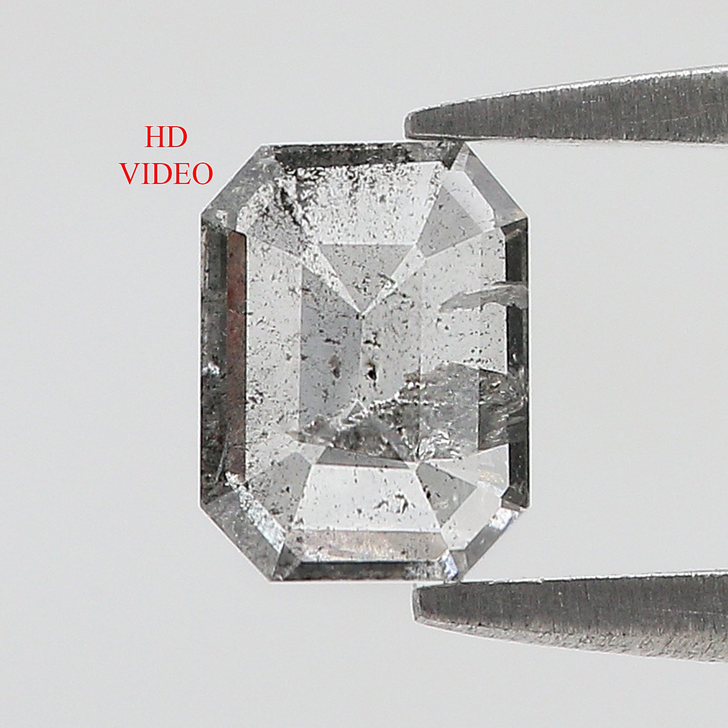 0.88 CT Natural Loose Emerald Shape Diamond Salt And Pepper Emerald Cut Diamond 6.75 MM Natural Black Grey Emerald Rose Cut Diamond LQ1424