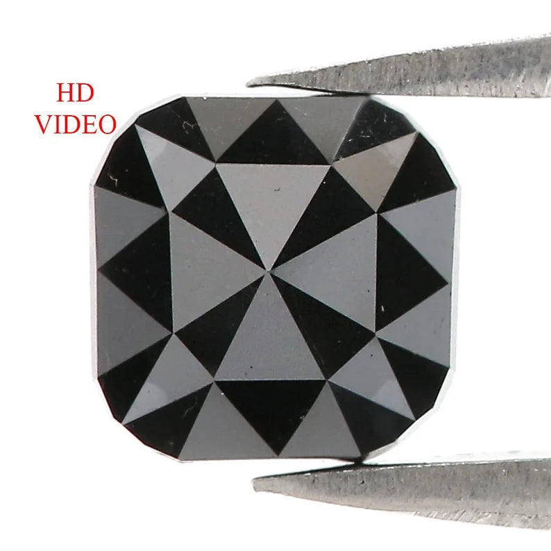 1.03 CT Natural Loose Cushion Shape Diamond Black Color Cushion Diamond 5.85 MM Natural Diamond Black Color Cushion Rose Cut Diamond QN2518