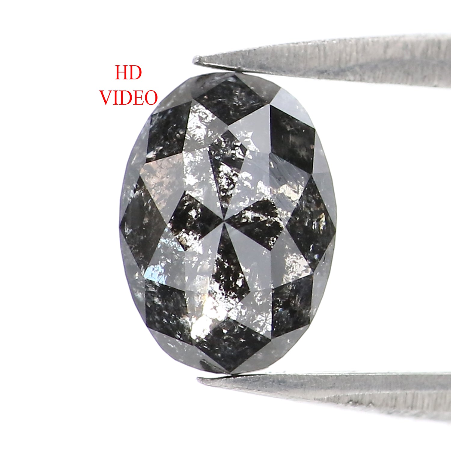 1.12 CT Natural Loose Oval Shape Diamond Salt And Pepper Oval Shape Diamond 7.60 MM Natural Black Grey Color Oval Rose Cut Diamond LQ2995